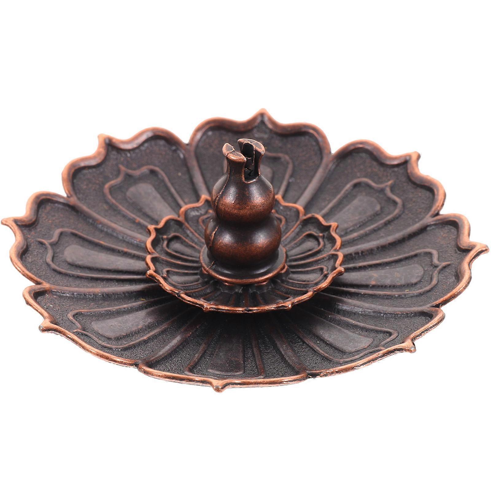 Incense Holder Alloy Incense Stick Stand for Home Use 2Pcs Lotus Shaped Tray