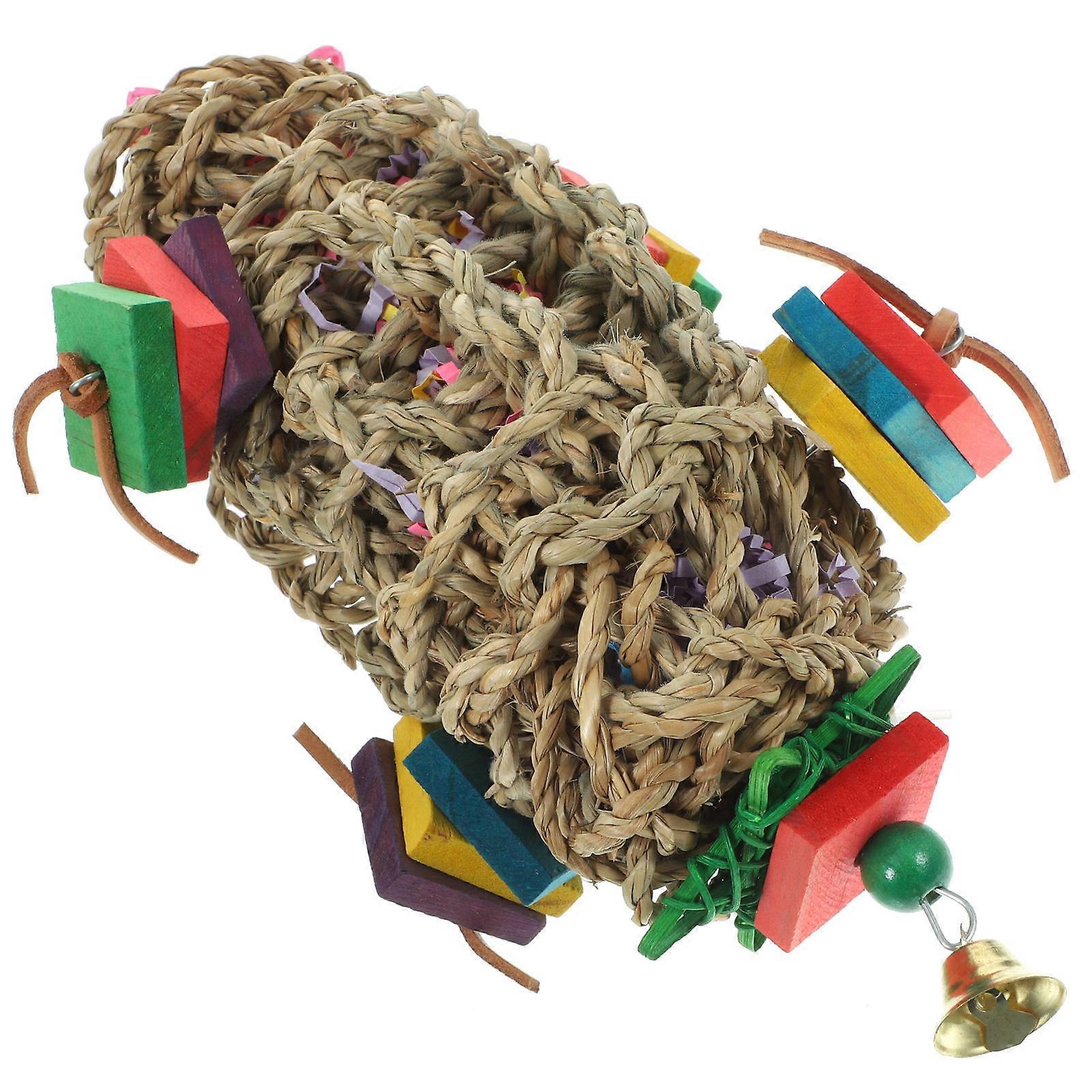 Bird Chew Toy Wooden Swing for Parrot Biting 2Pcs Cage Hanging Toy