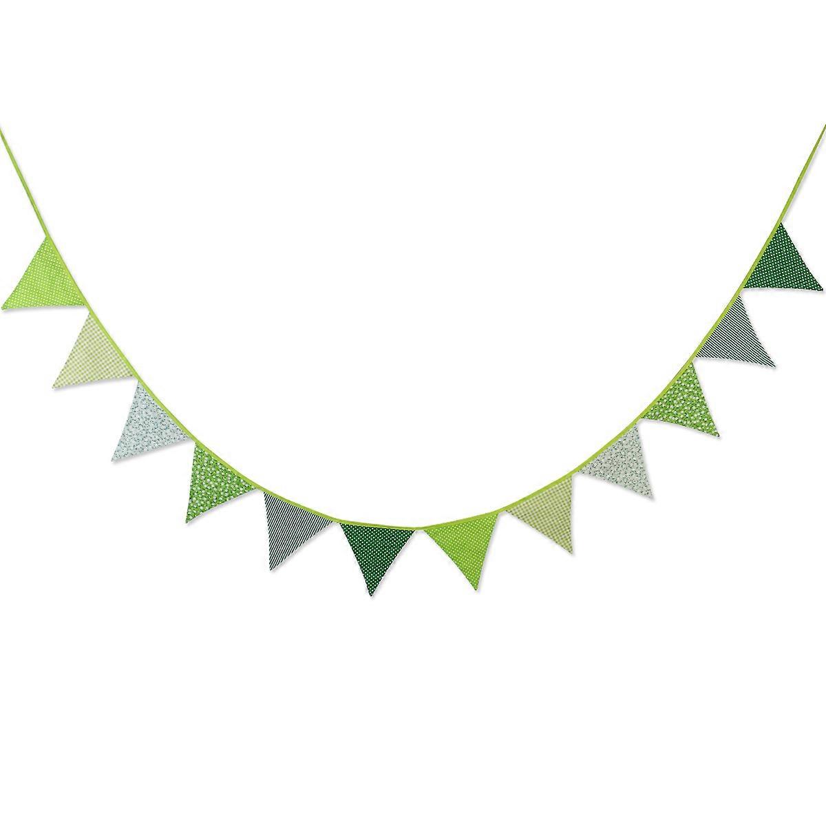 Triangle Flags Green Bunting for Holiday Party Decoration 12Pcs