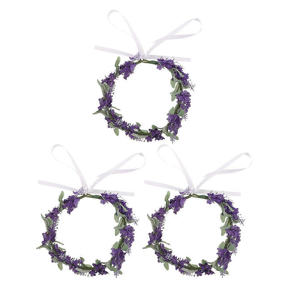 Wreath Headdress Designed For Women In Purple Suitable For Photoshoots With Versatile Use 3Pcs