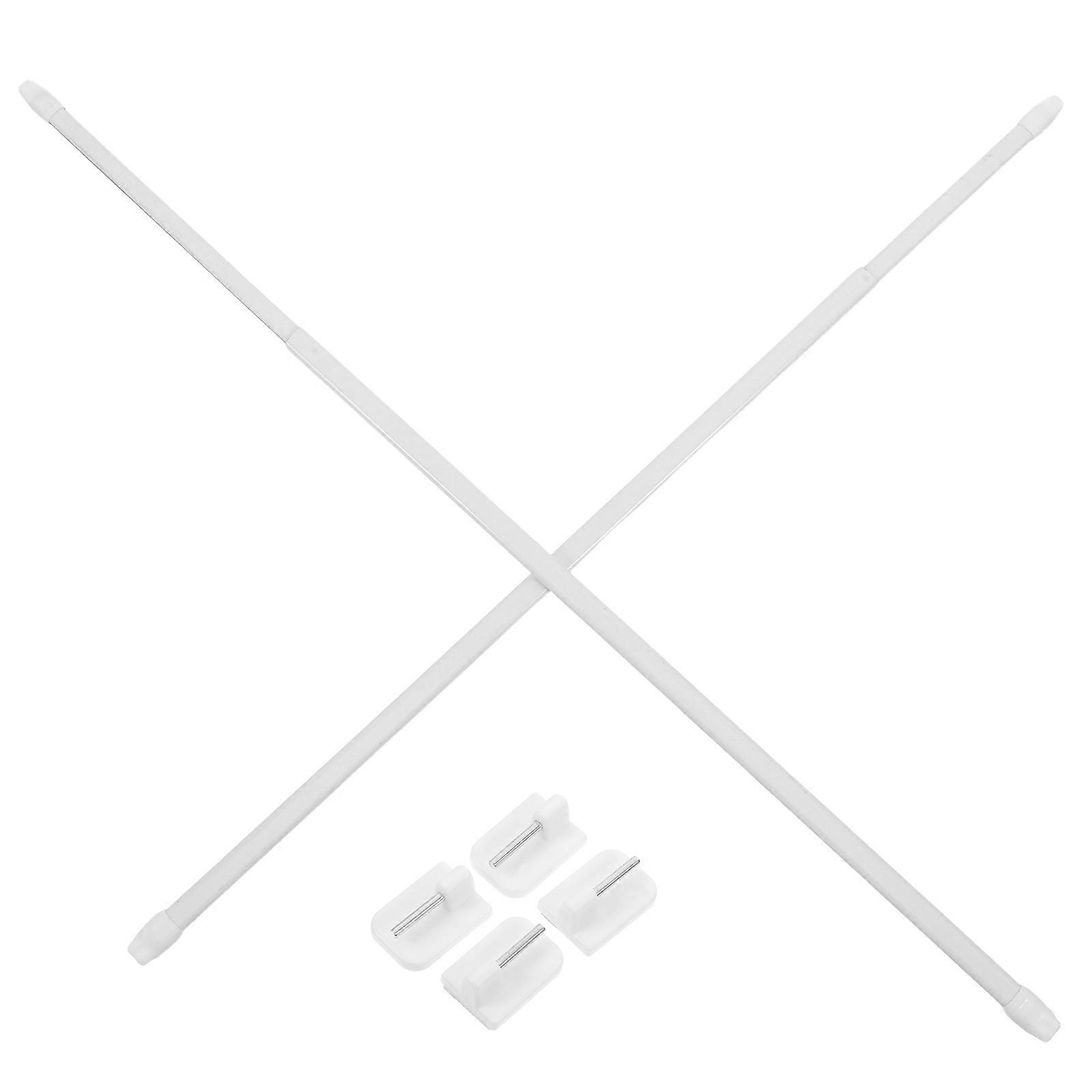 3Sets Adjustable Tension Extendable Shower Curtain Rod White Plastic