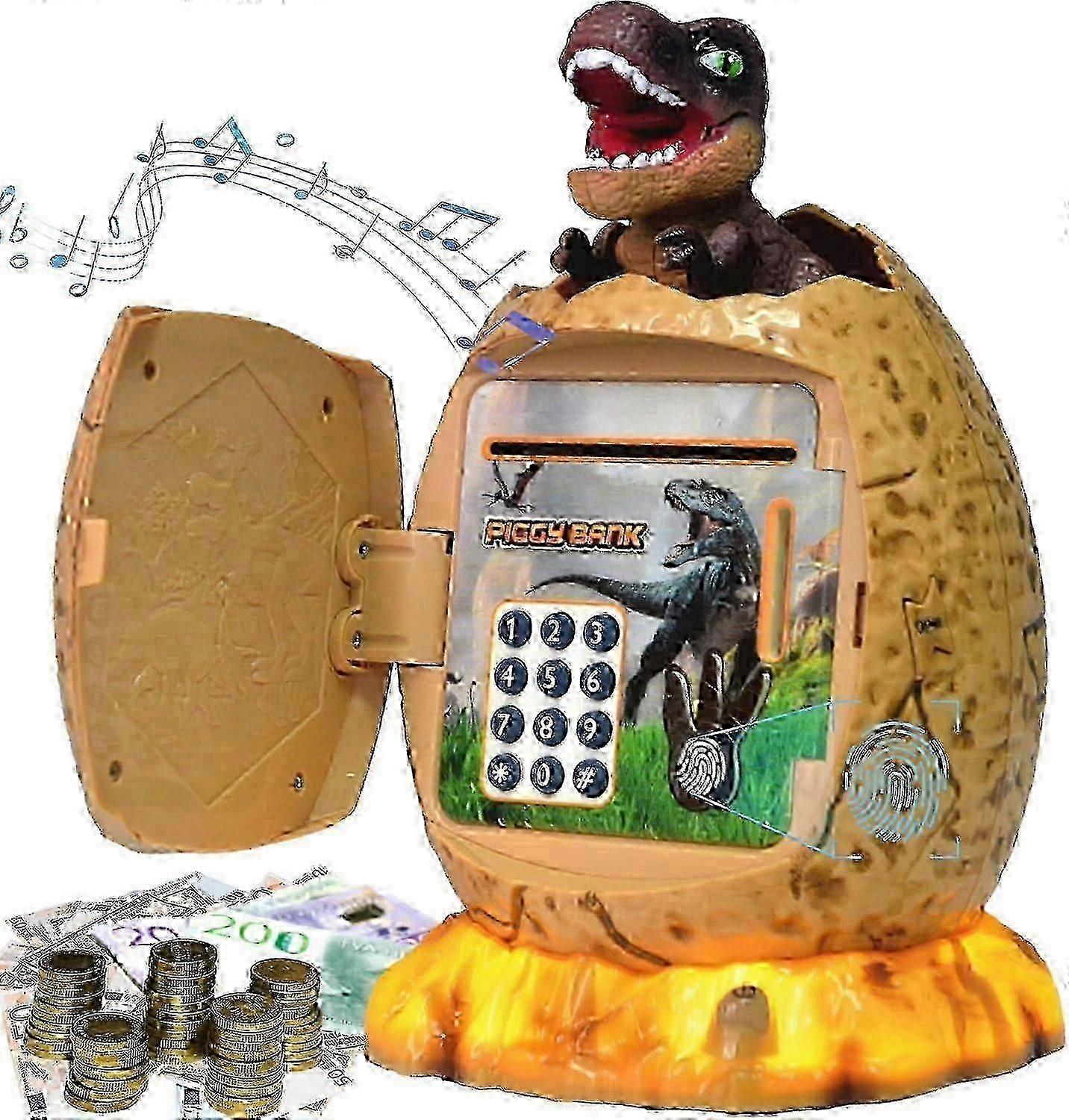 Dinosaur Egg ATM Piggy Bank with Fingerprint Unlock for UK Children