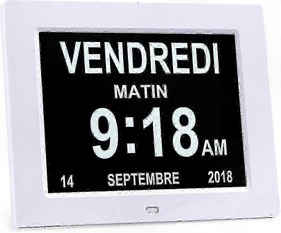 8" LCD Digital Calendar Clock with Date, Day, and Time Display for Daily Use