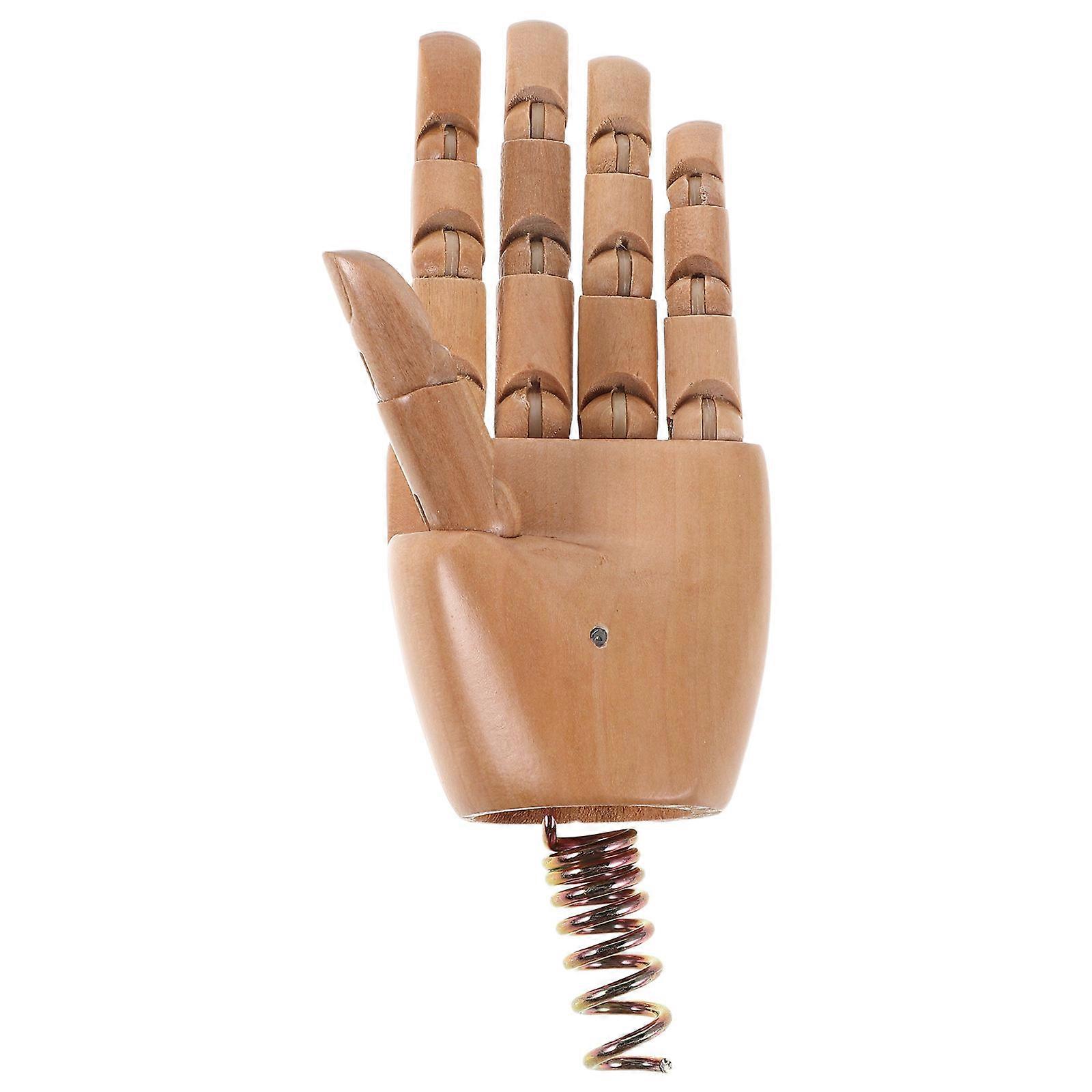 Hand Model Figurine Wooden Mannequin for Decoration 4Pcs Light Brown