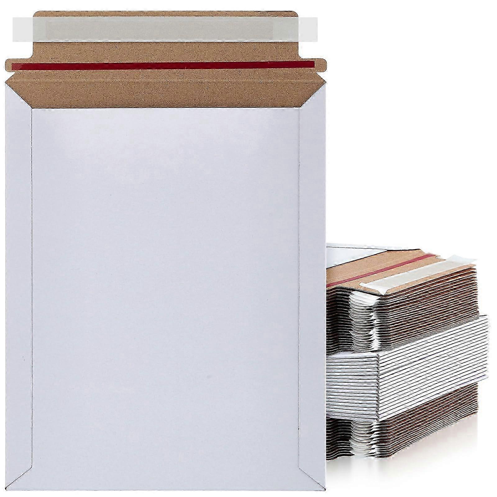 2025 100 Pcs Self Adhesive White Cardboard Envelopes Bulk 7 x 9 Inch Flat Mailers for Mailing