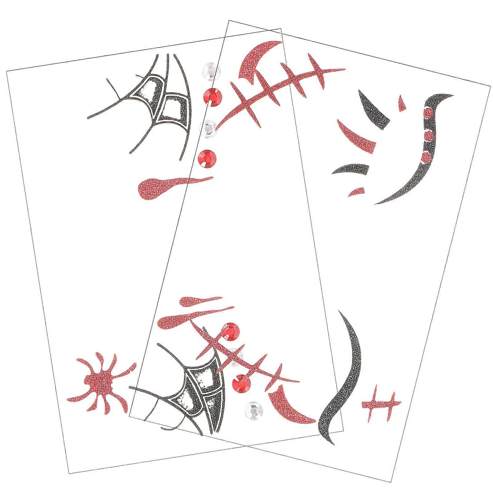 Halloween Face Stickers Temporary Makeup for 4 Sheets Party Travel