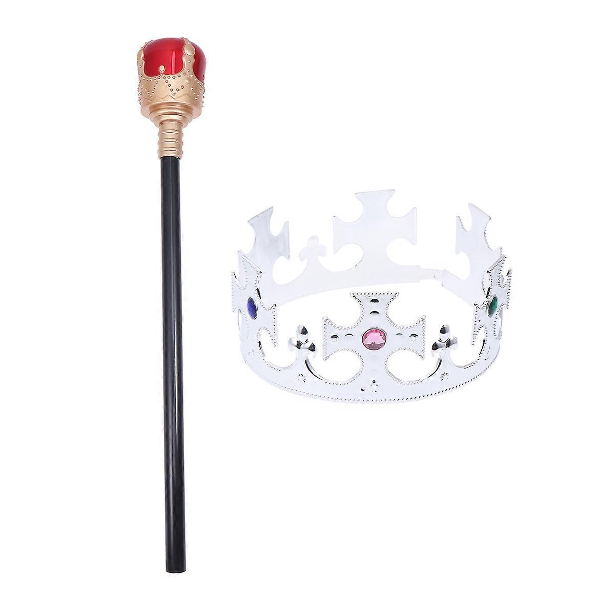 Halloween King Crown and Scepter Kit for 4Pcs Stage Use