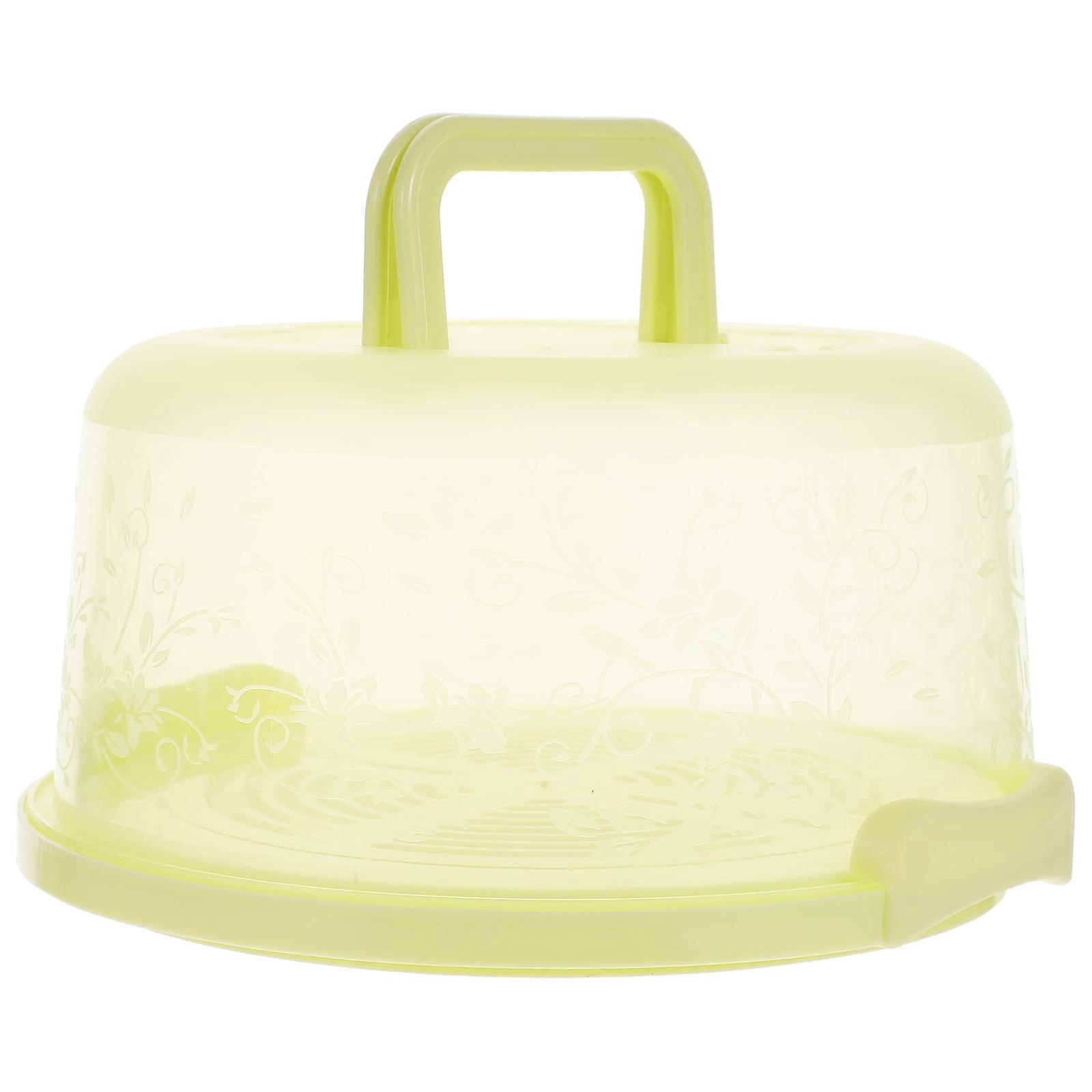 Green Cake Box Round Cake Carrier with Handle for Kitchen Use 1Pcs