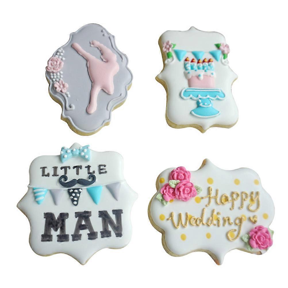 Plaque Biscuit Mold Cookie Cutters Set Plastic Plaque Frame Biscuit Molds for Thanksgiving Day 8Pcs