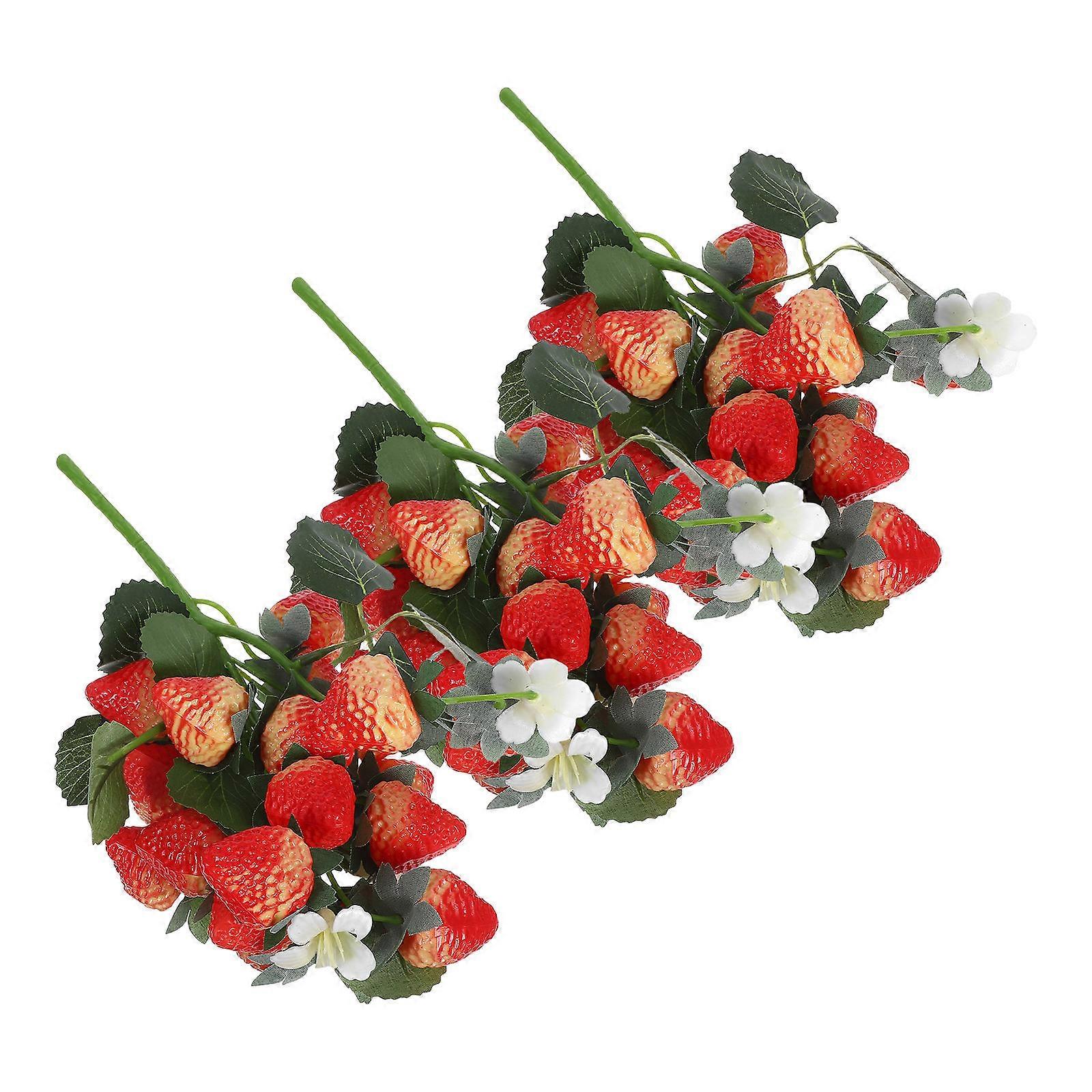Simulated Strawberry Branch Artificial Strawberry for Decor 9Pcs Bunch