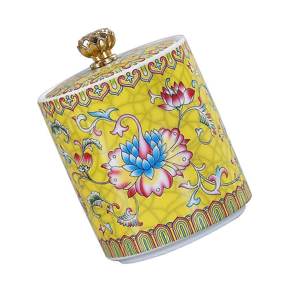 Ceramic Storage Jar for Tea 2Pcs Yellow Sealed Tea Container