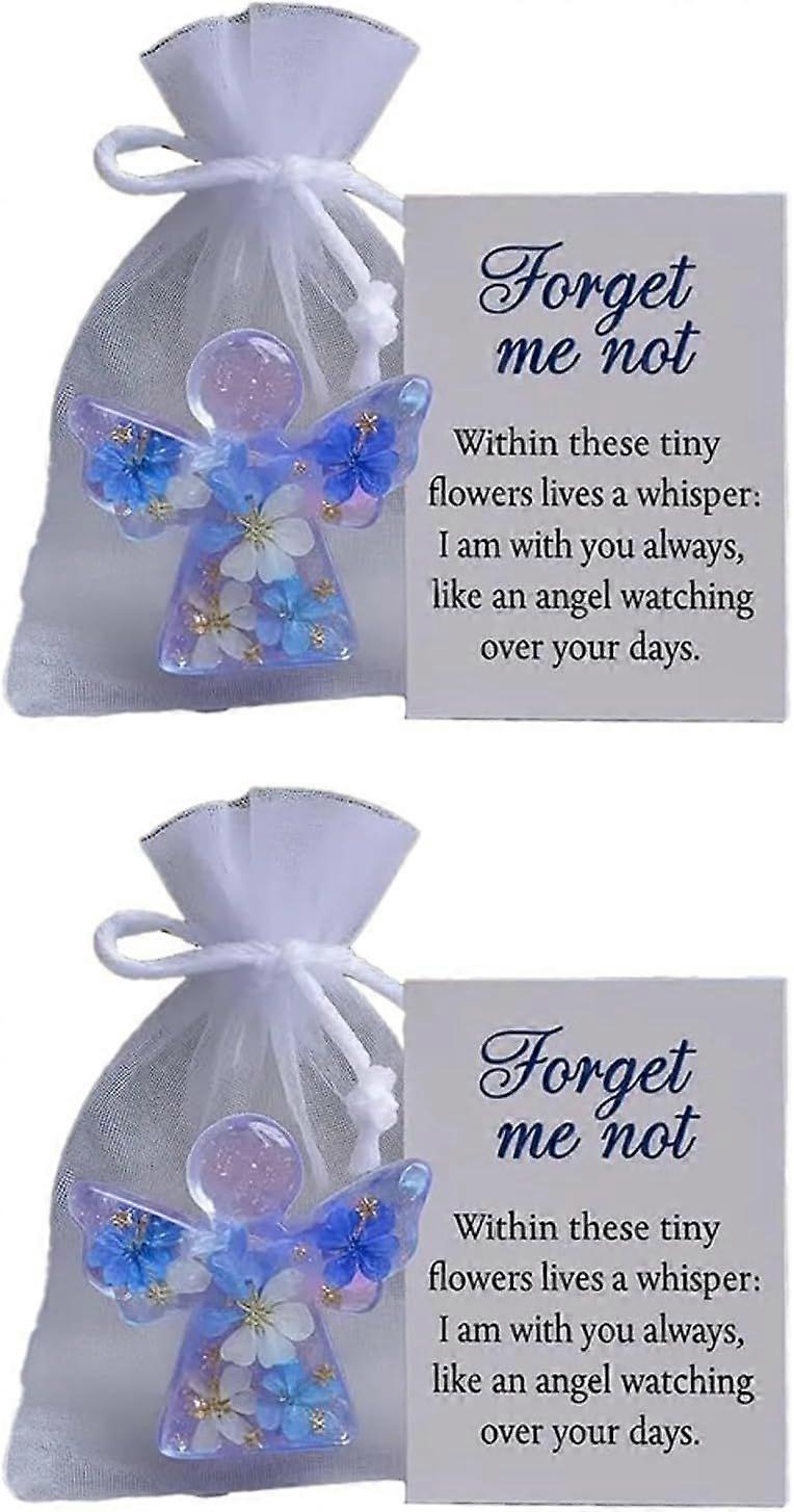 Sympathy Forget Me Not Angel Present with Intricate Flower Accents, Created To Offer Peace And Remembrance In Times Of Sorrow, Sympathy Gifts
