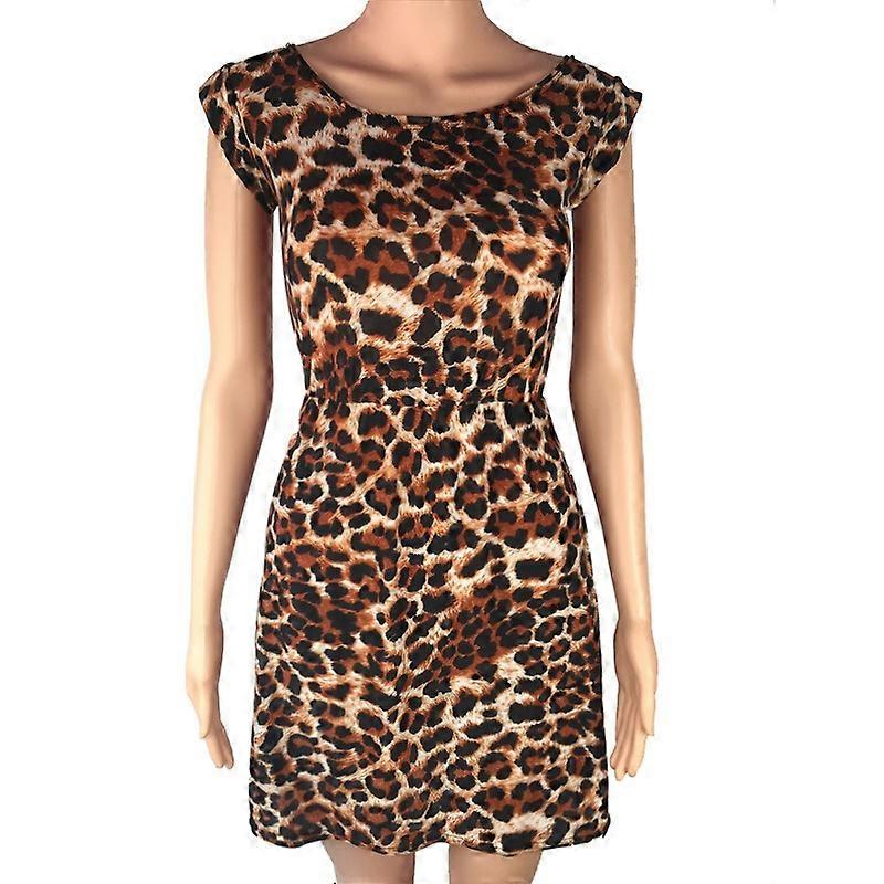 Summer Womens Leopard Printed Dress 2025 Sleeveless Casual Boho Dress Wrap Mini Sexy Ladies Party Mini Dresses Vestidos ���ݧѧ���