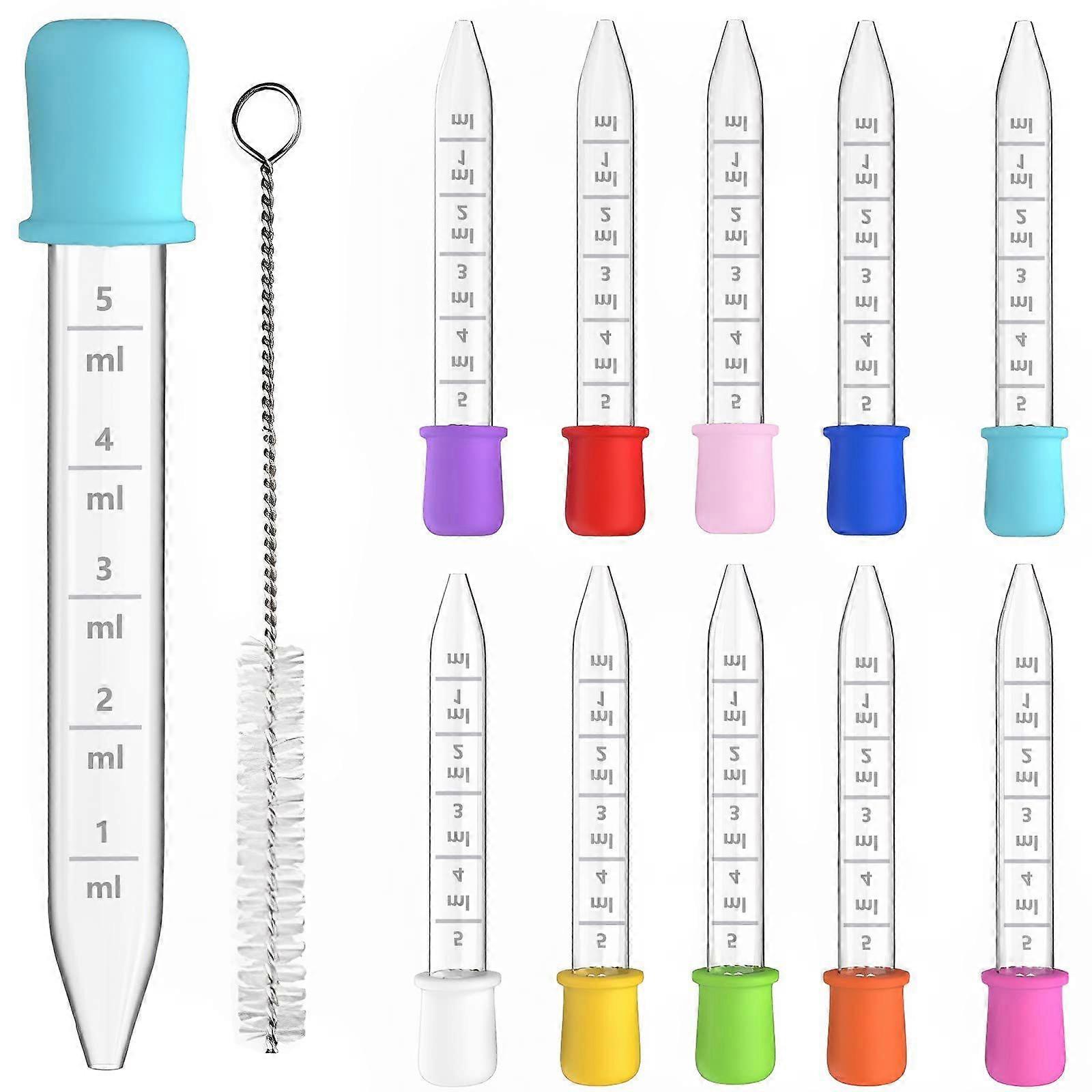 10-Piece 5ml Mini Liquid Dropper Set, Flexible Tip for Medicine Crafts Candy Making, Assorted Bright Colors
