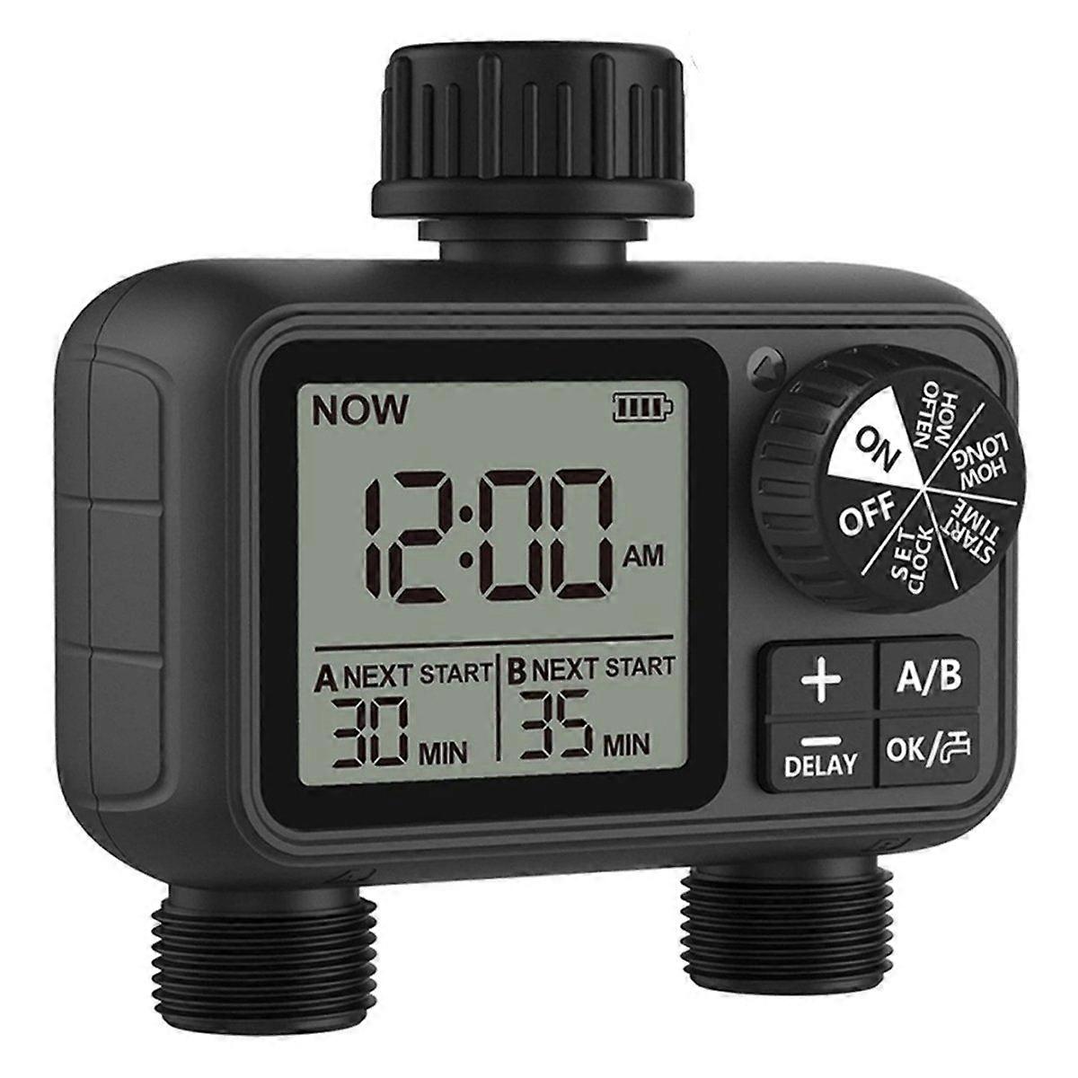Newest 2-Outlet Digital Water Timer Programming Control Adjustable Sprinker Easy Installation Garden Lawn