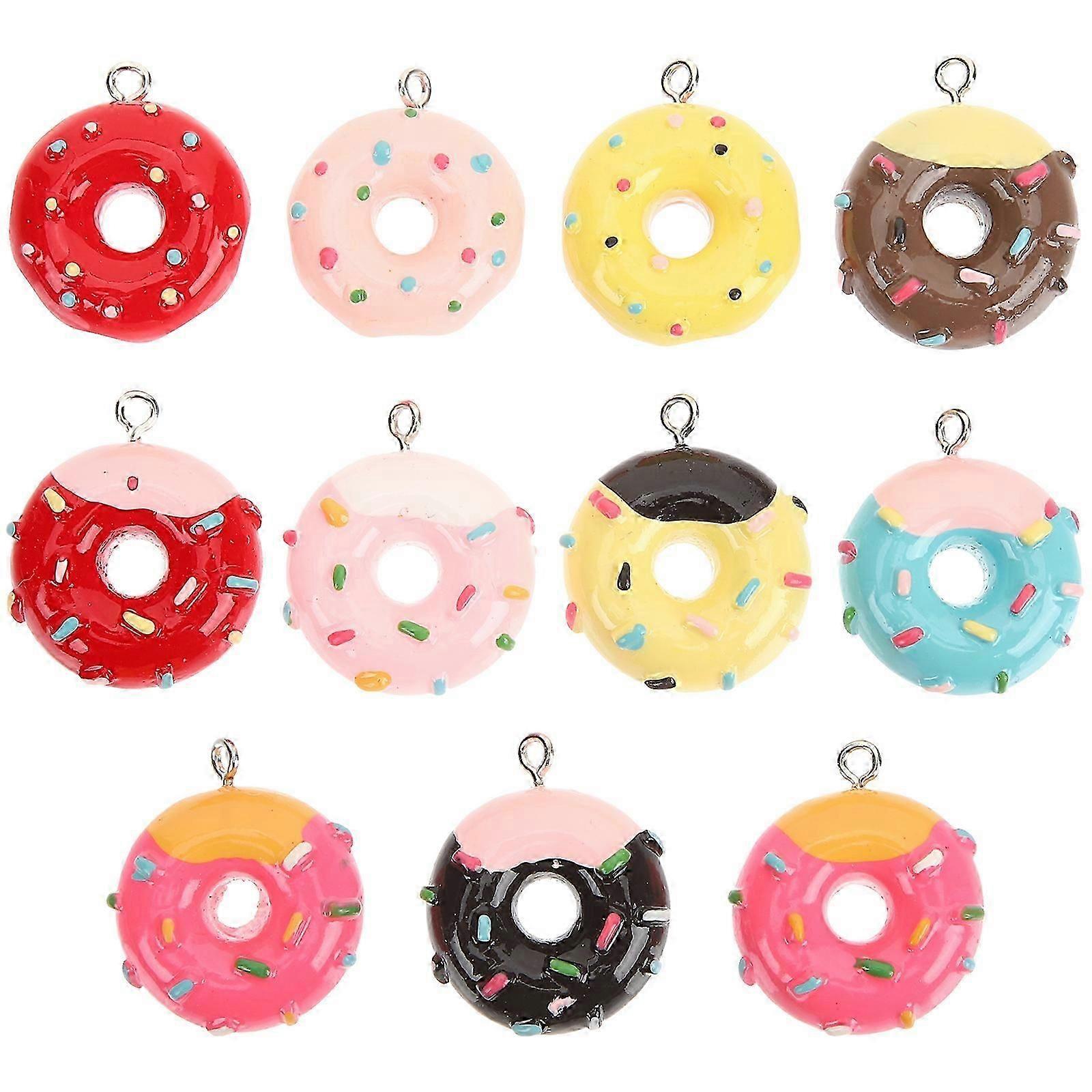 20pcs Donuts Keychains Creative Key Pendants Funny Key Ring Key Decoration