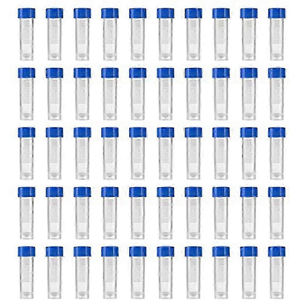 Test Tubes, 50Pcs 5Ml Plastic Graduated Storage Containers with Screw Caps