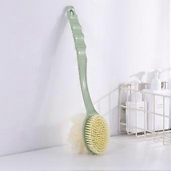 2-pack rugscrubber voor douche, badborstel met borstelharen en loofah, een stick rugwasspons