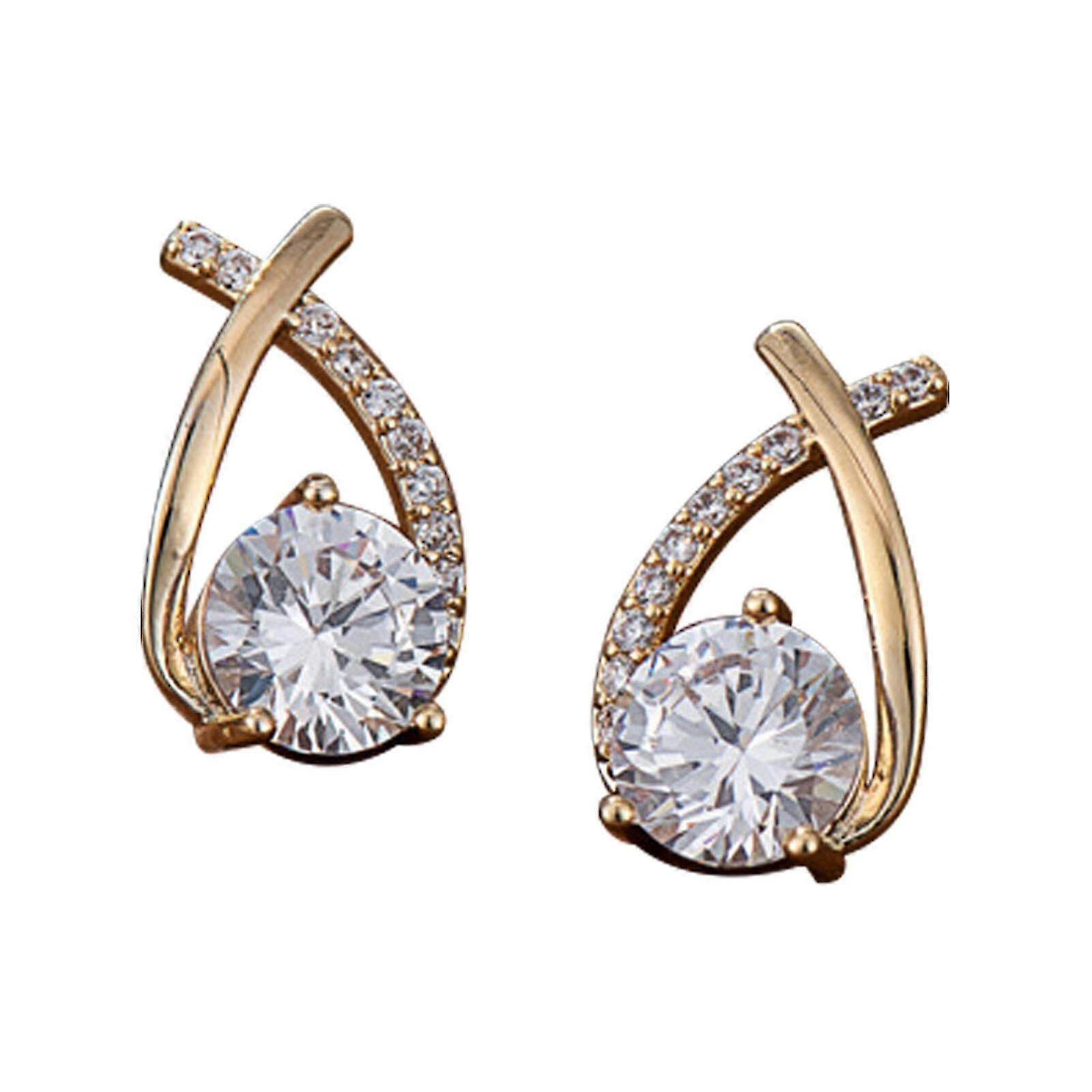 Cross Fishtail Zircon Stud Earrings for Women's