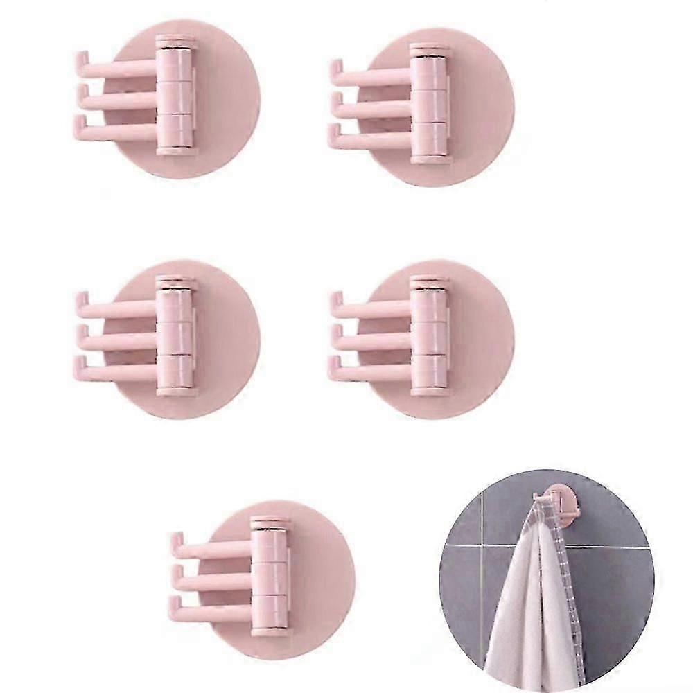 Self-adhesive hook Kitchen Creative wall hook Wall adhesive hook Self-adhesive hook No-drilling hook Bathroom hook 5pcspink
