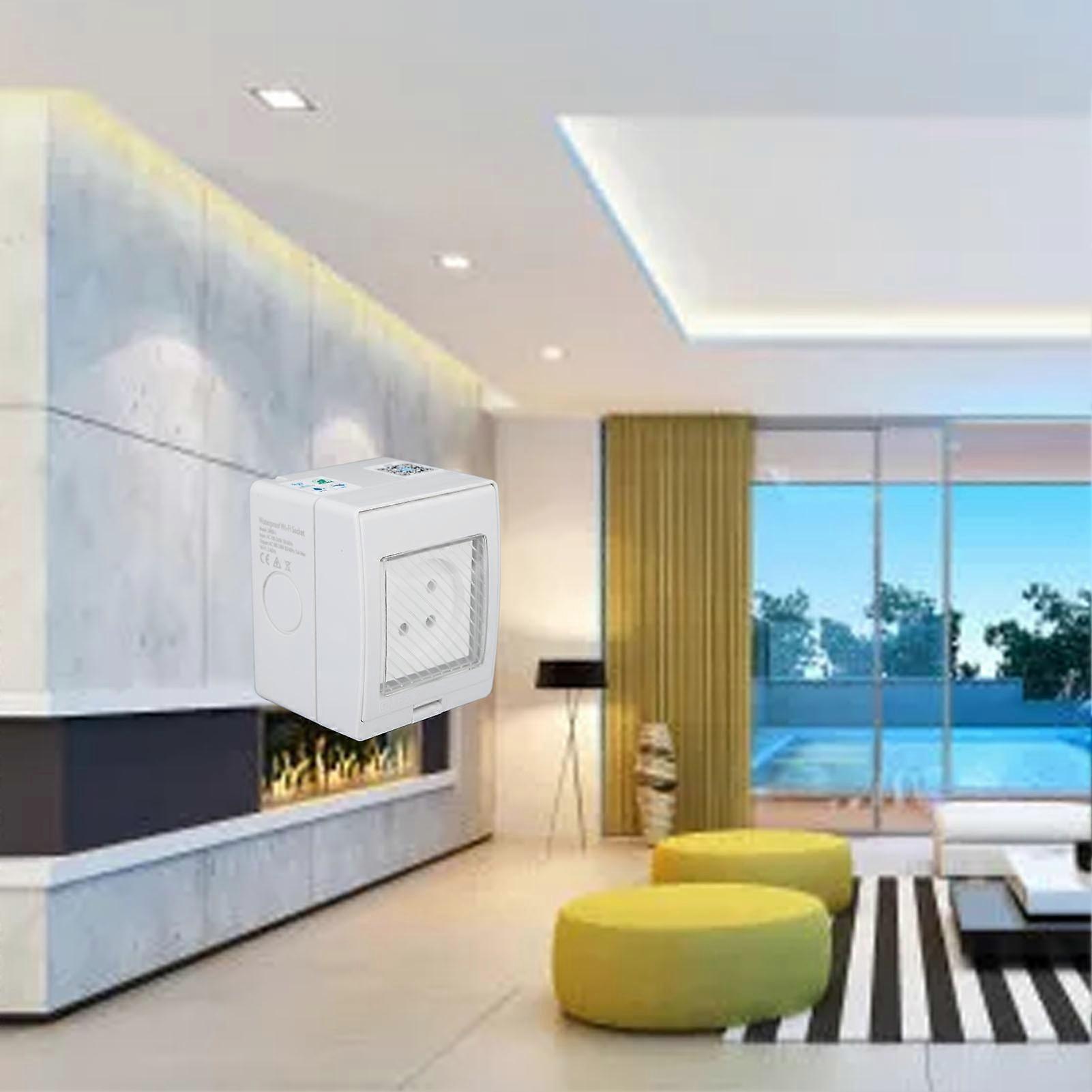 WiFi Smart Socket PC ABS IP55 Waterproof APP Remote Control Power Outlet for Bathroom Outdoor 100 to 240V