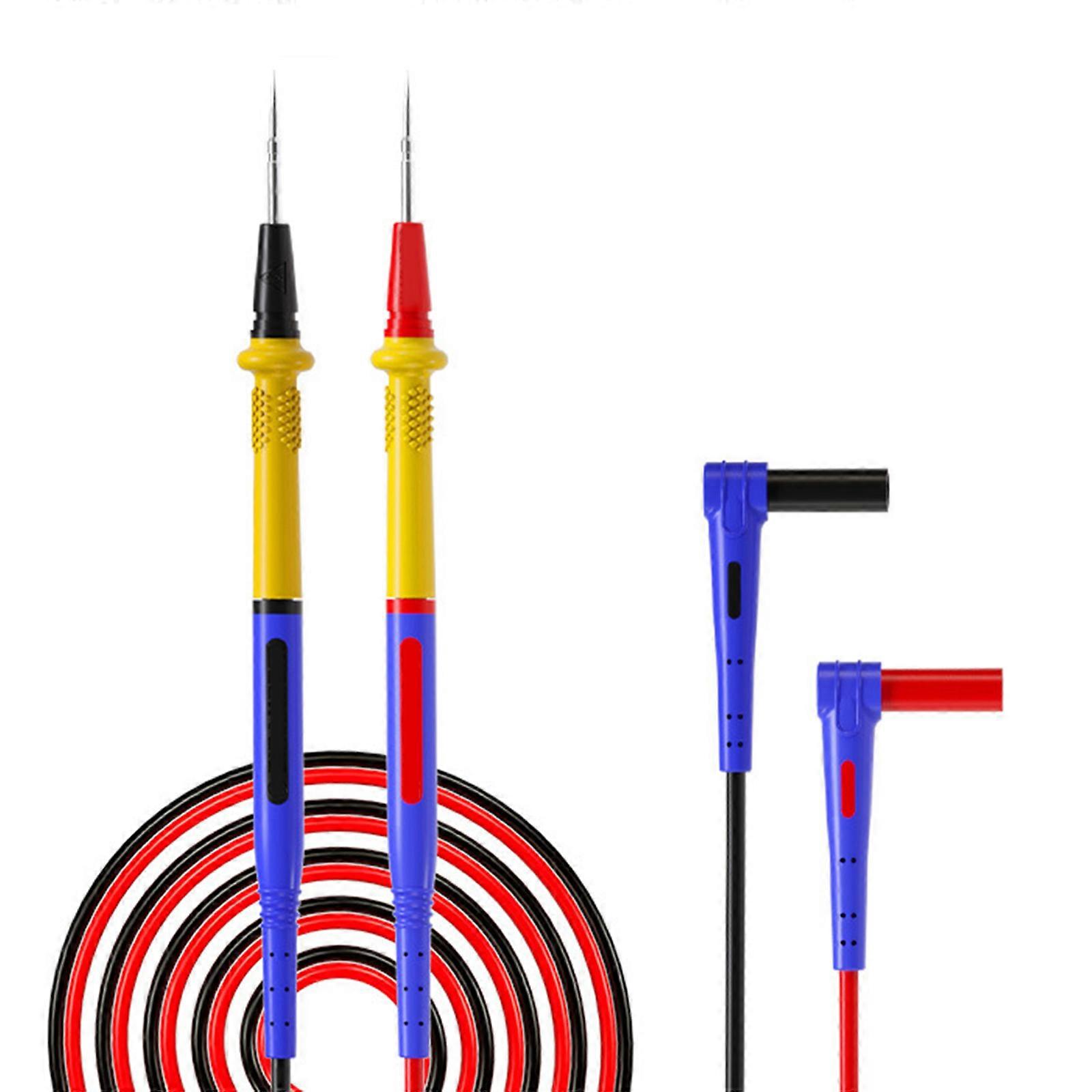 Flame Retardant Silicone Multimeter Leads 0.2mm Fine Steel Tip 1000V 20A Multimeter Probe Test Leads Multicolor