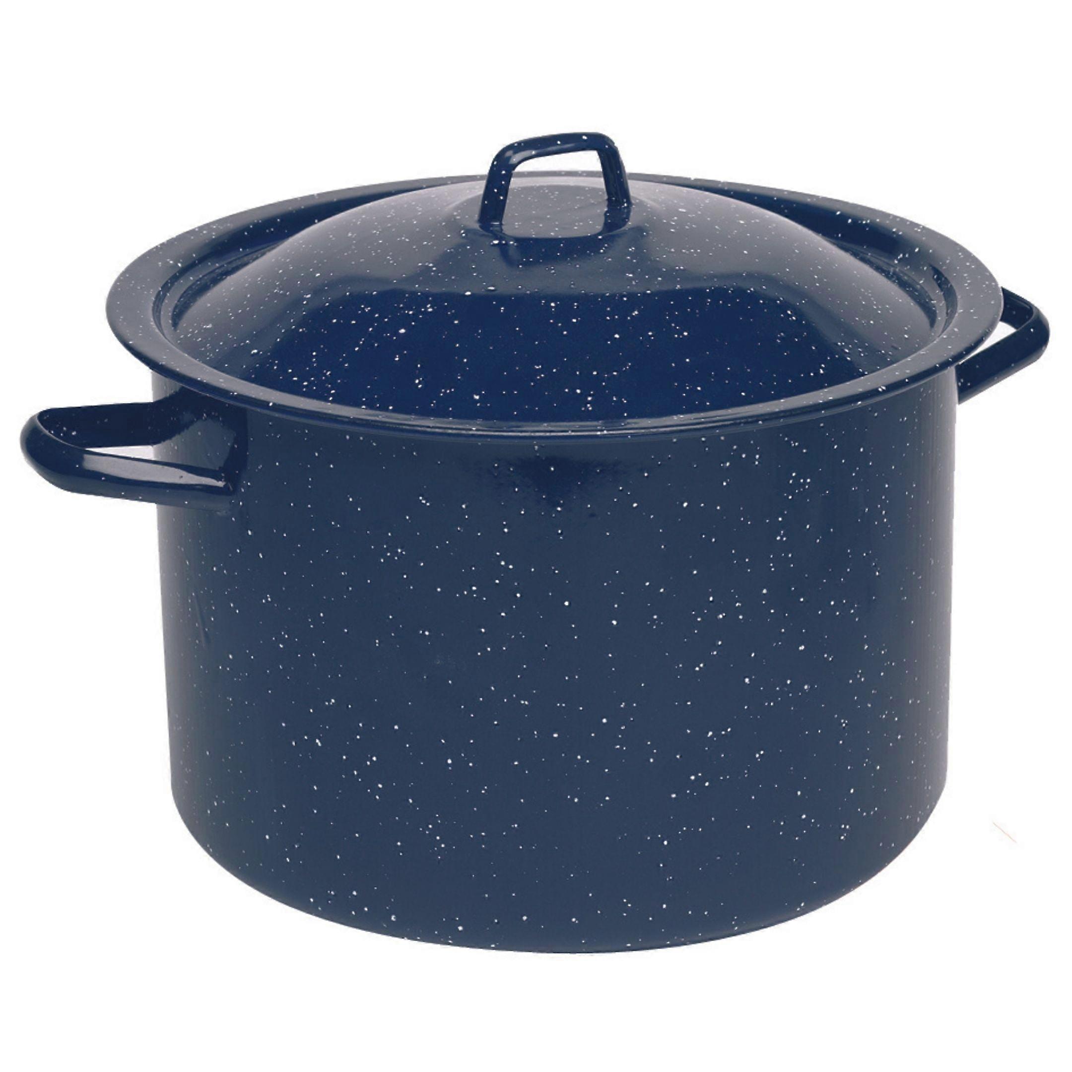 Imusa 4Qt Enamel Blue Stock Pot with Matching Lid