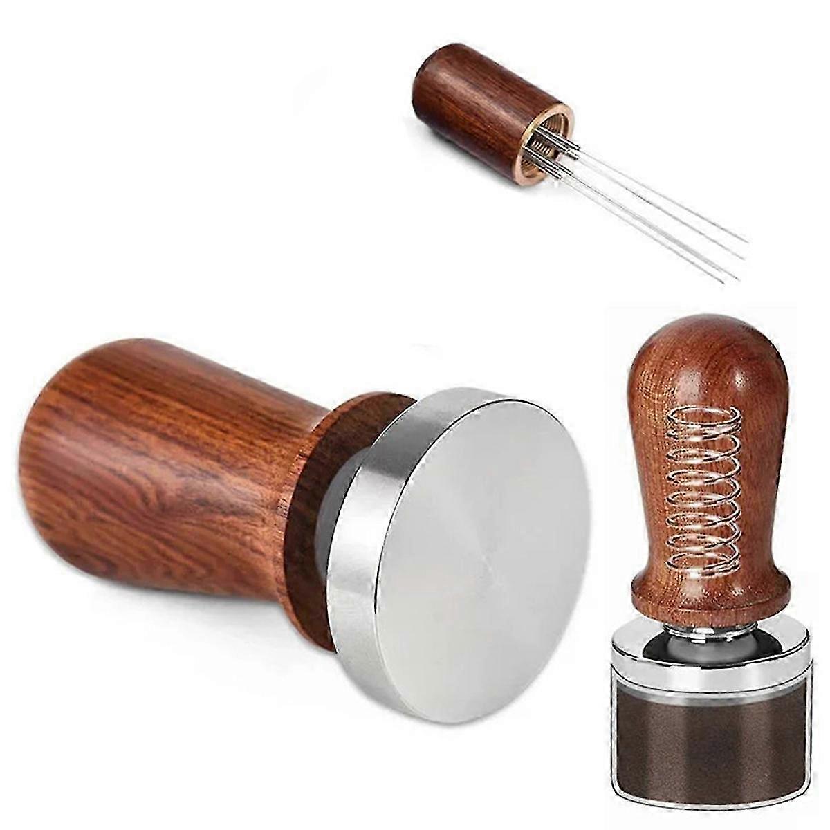 A 51mm Coffee Tamper Set including an Espresso Tamper, made of Stainless Steel with a Spring-Loaded 51mm base