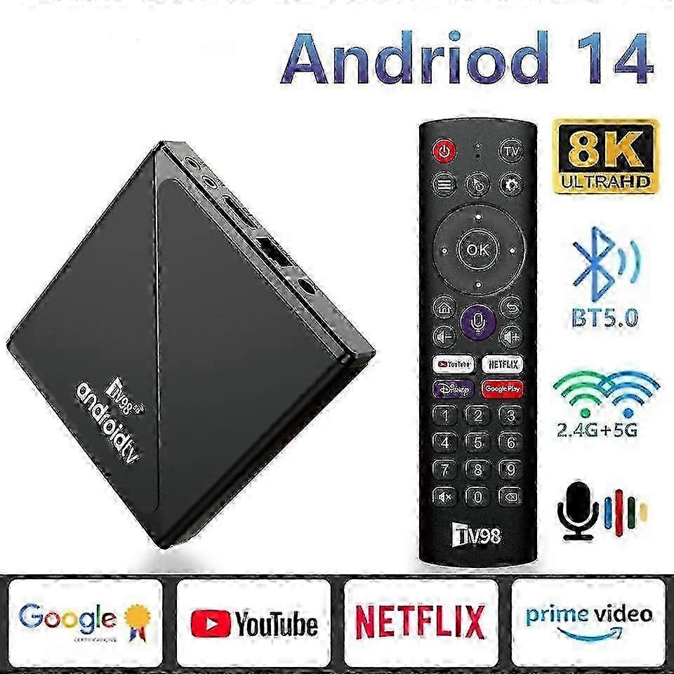 8K Android 14.0 TV Box Set Allwinner H313 2.4G 5G Dual WiFi Bluetooth 5.0 Media Player Support Smart Voice control Remote Control Top Box 2025