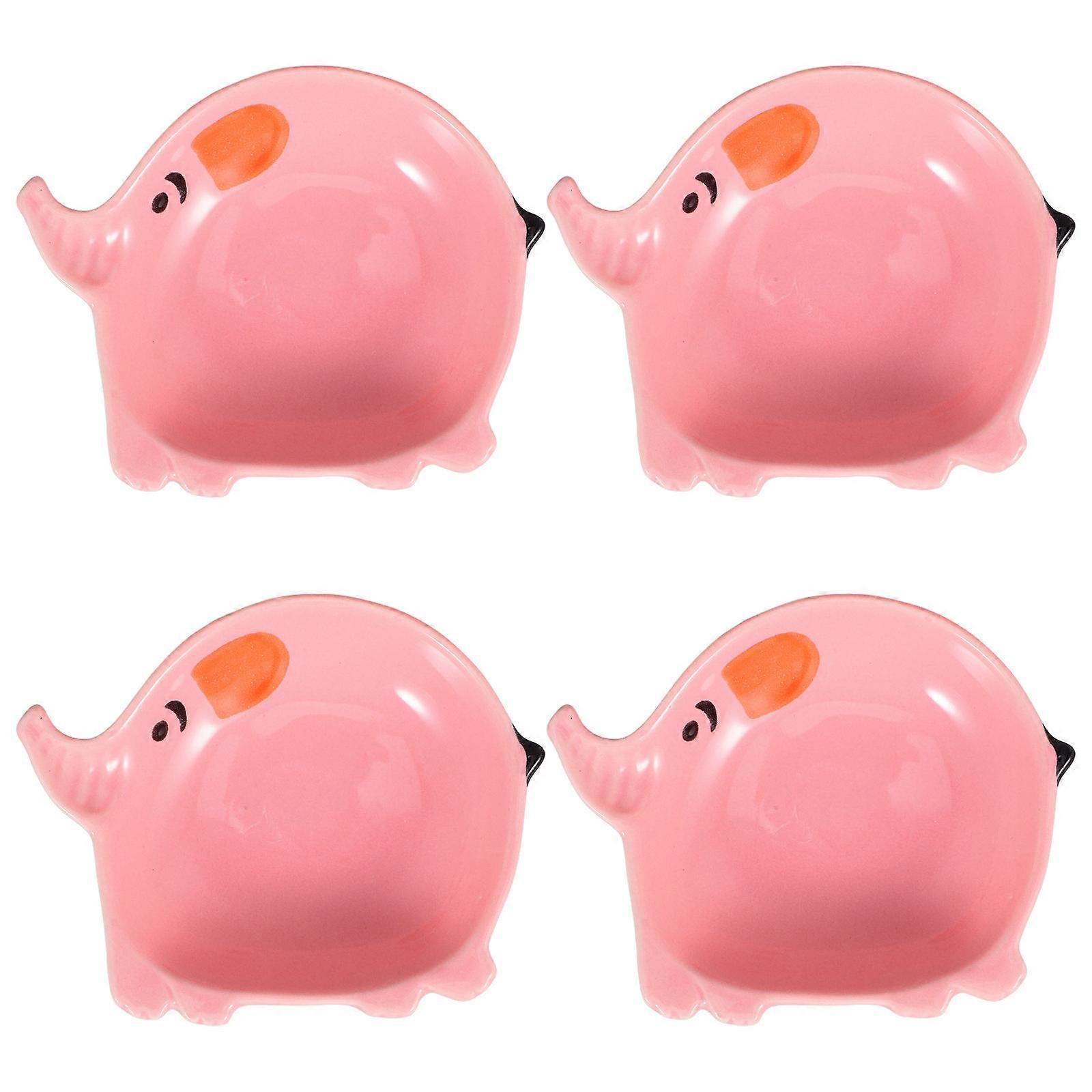 Creative Elephant Ceramic Tea Bag Holder Dish for 4Pcs Snack Serving