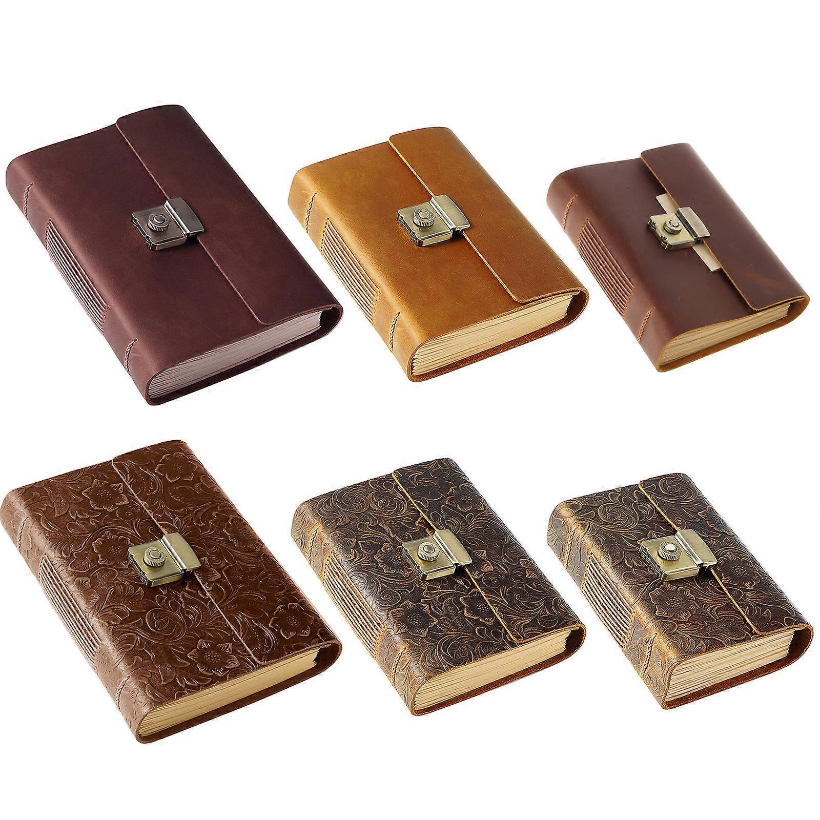 Retro Leather Journey Diary Notepad Journal Planner Notebook with Password Lock for Women Men Kid Artist Writer Present  A7