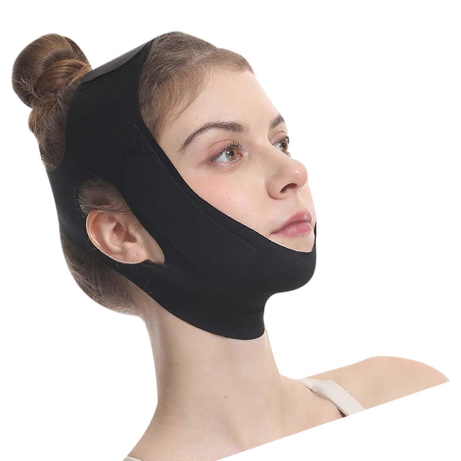 Reusable Face Slimming Strap With Comfortable Nylon Fabric Extended Coverage Adjustment Closure For Nighttime Face Contouring Multicolor
