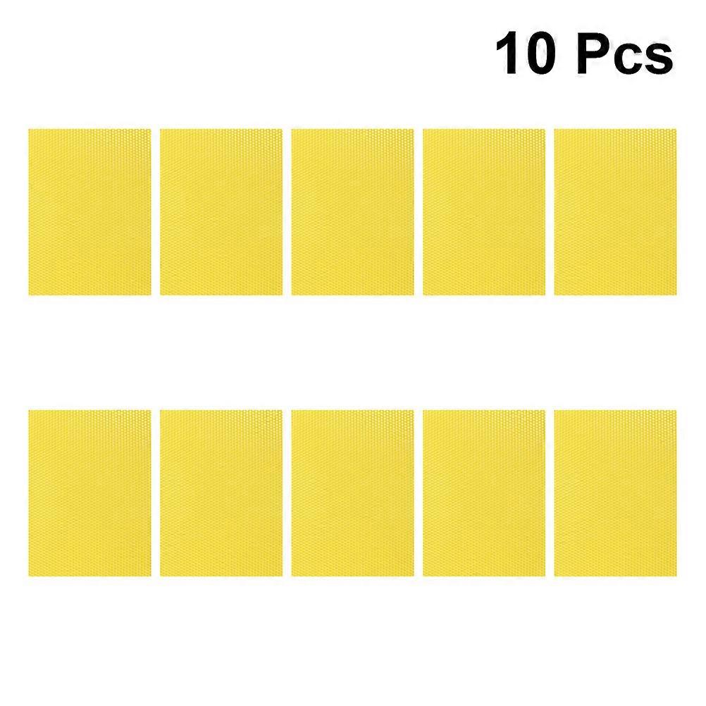 10PCS Natural Beeswax Net Base Sheets Beehive Foundation Sheets Beekeeping Tool (Yellow)
