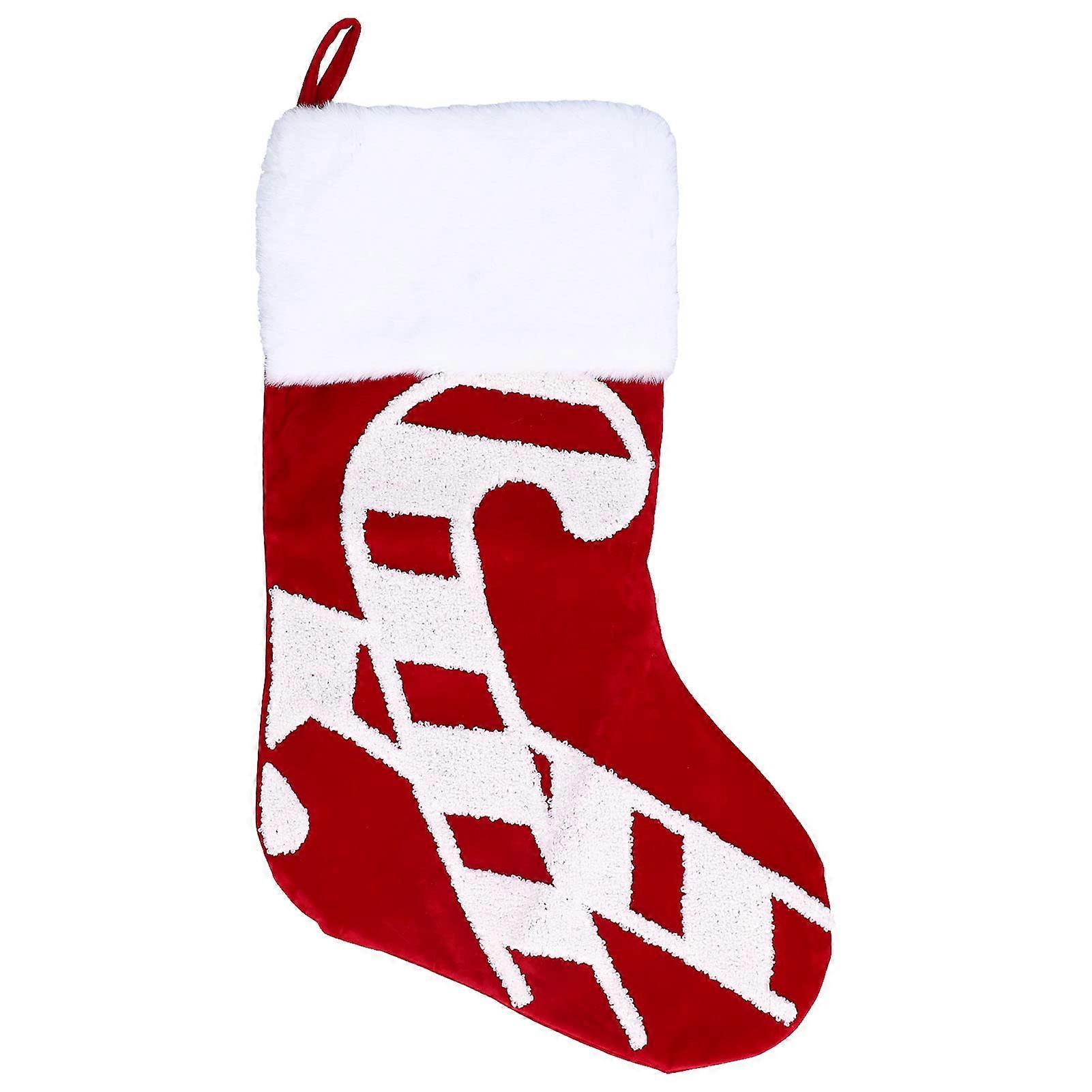 Christmas Stocking with Cute Deer and Snowflake Design for Fireplace Hanging and Tree Decoration