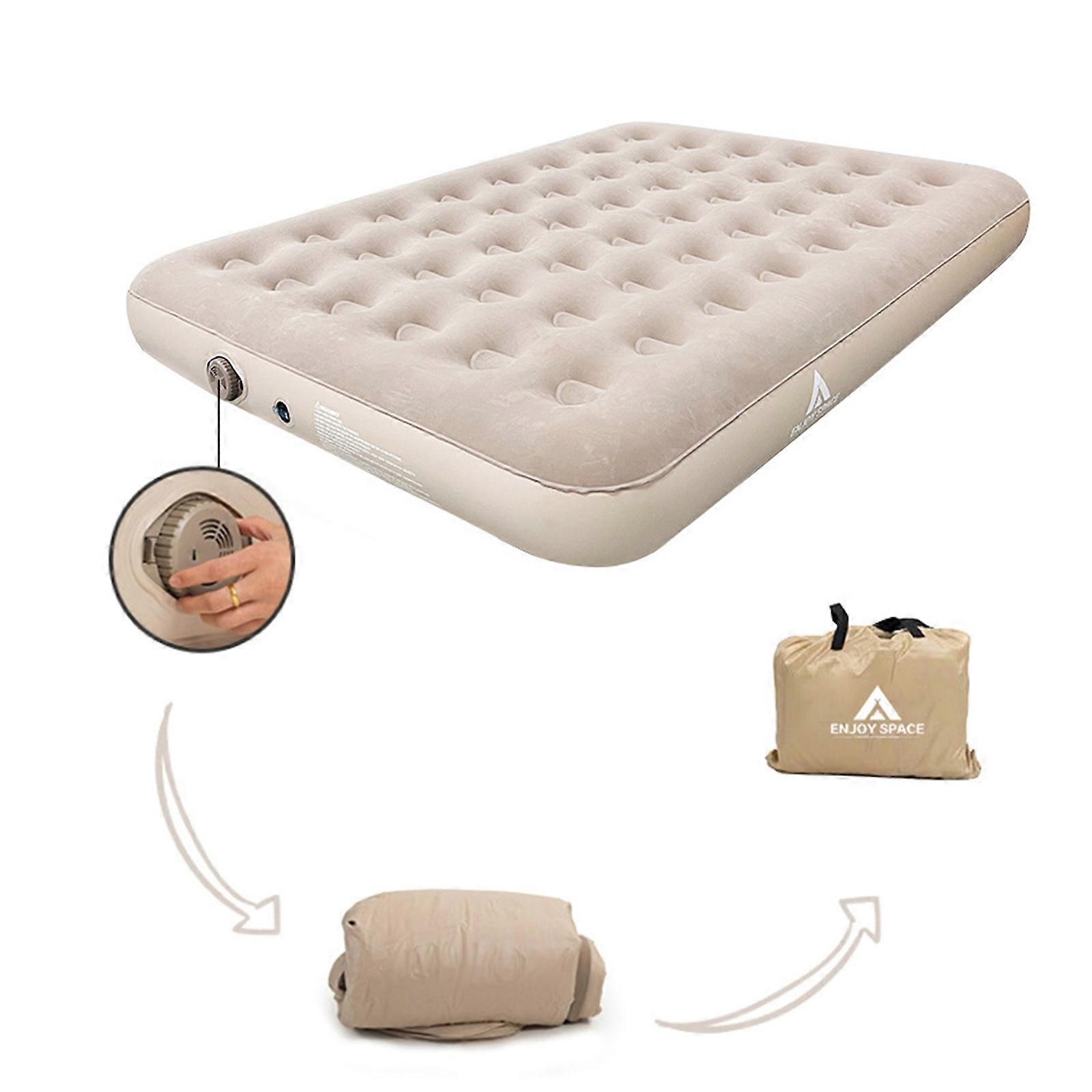 Self Inflating Air Bed with Built in Pump & Storage Bag Raised Flocked Airbed Elevated Blows up Matress Camping Airbed Multicolor