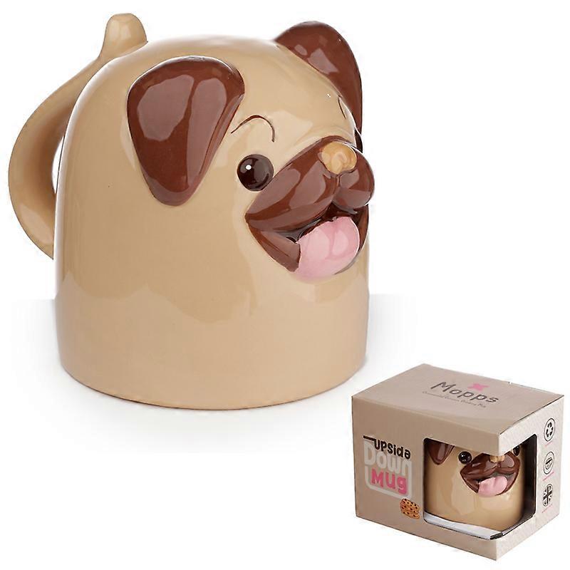 Nyhet opp ned keramisk krus - Mopps Pug 1 Pack