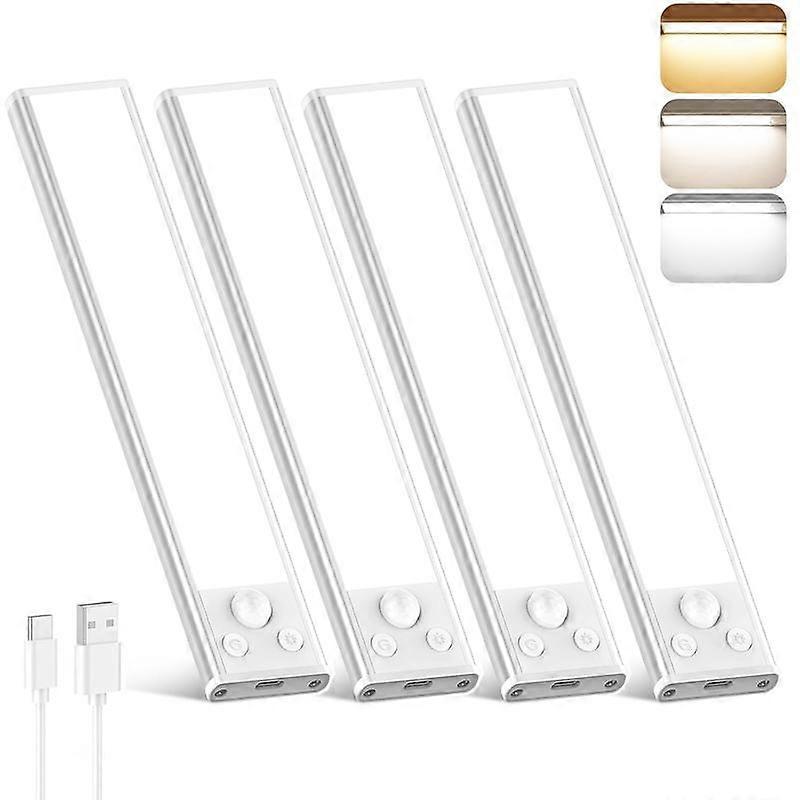 Closet Lights, 4 Pack LED Rechargeable Under Cabinet Lighting Wireless, 3 Color Temps Under Cabinet Lights, Easy Installation��Dimmer Motion 