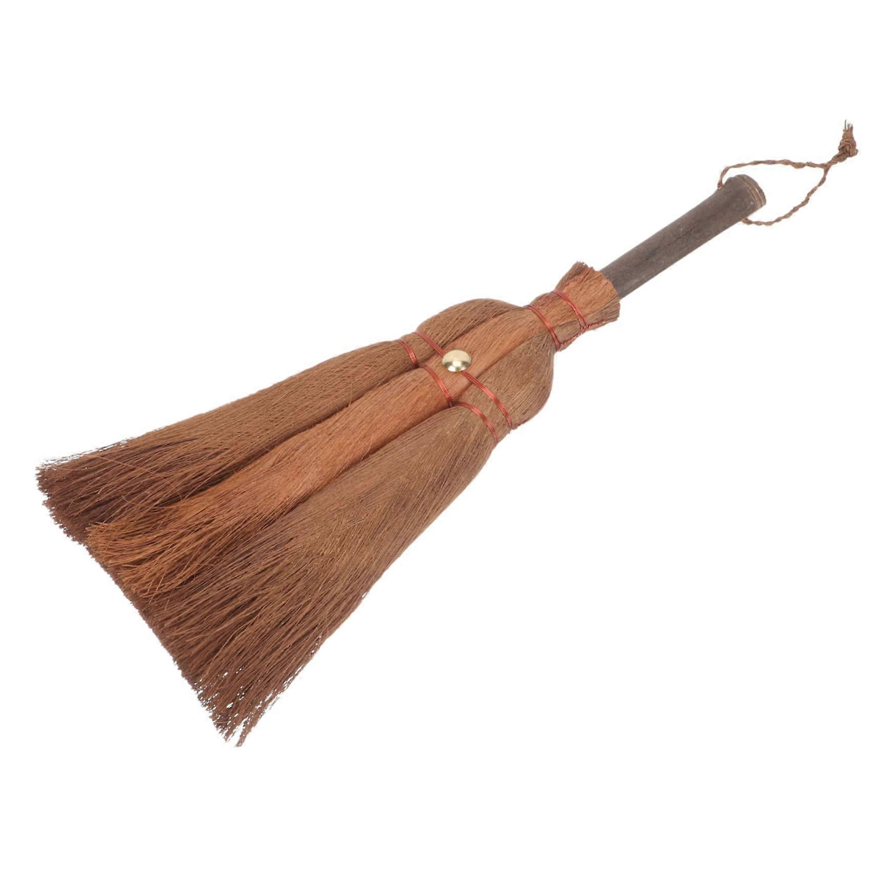 Palm Fiber Broom Set with Short Handle Dust Brush for Desktop Tea Tray and Small Space Cleaning