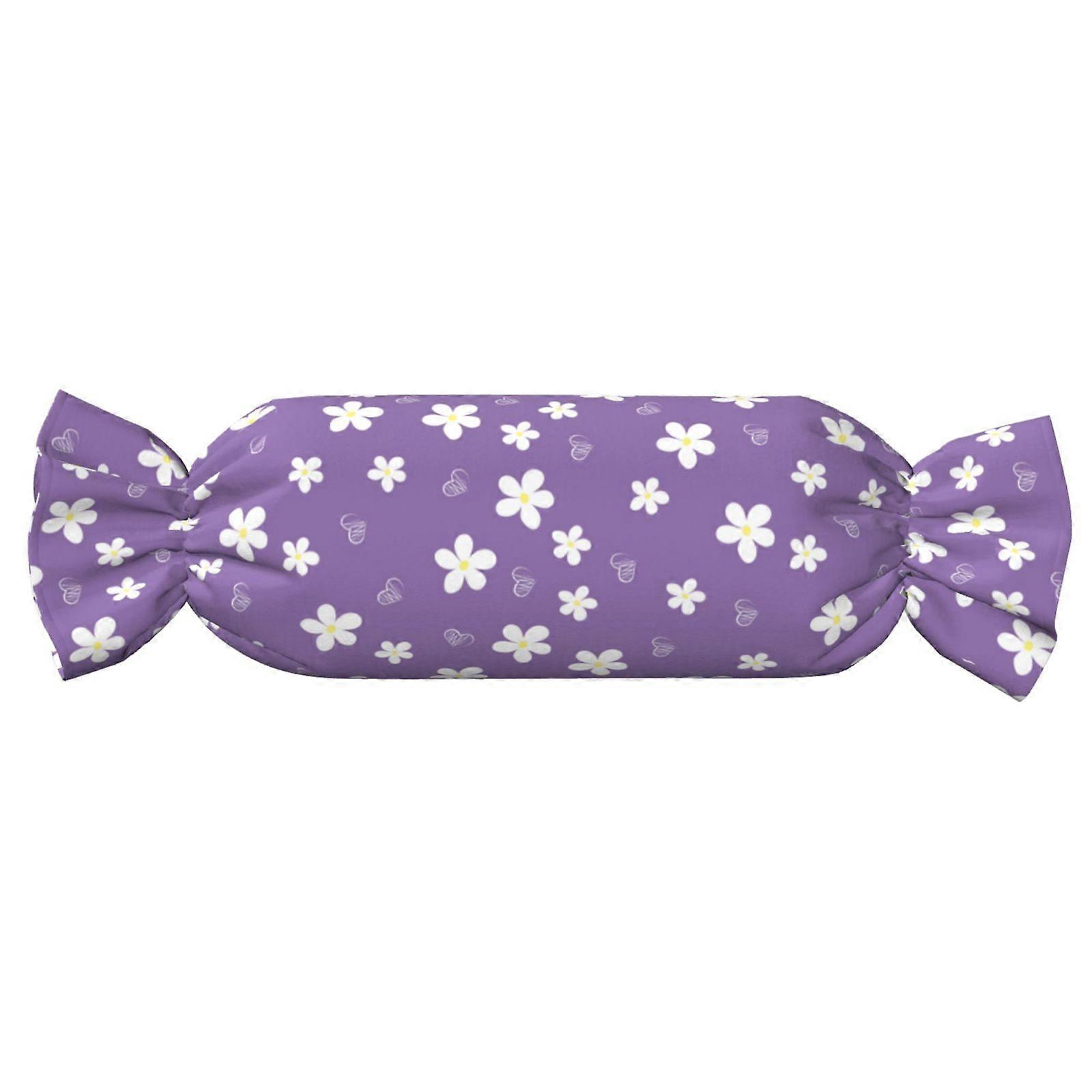 Flowers Pattern Cozy Cylinder Roll Pillow for Neck Support