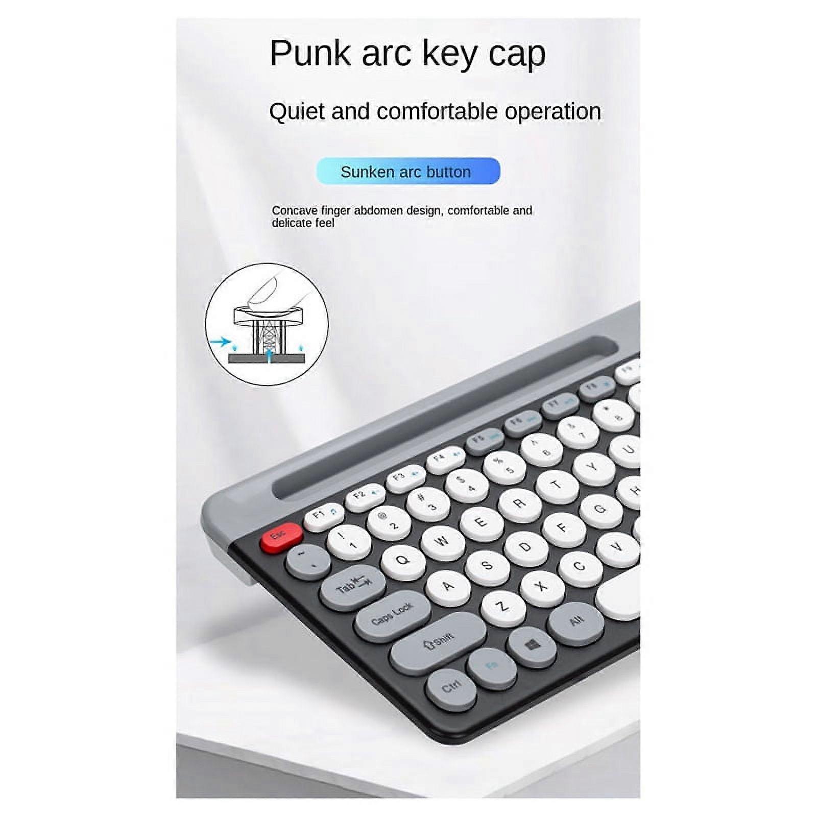 Wireless Bluetooth Round Keycap Keyboard and Mouse Suitable for Tablets and Laptops Black