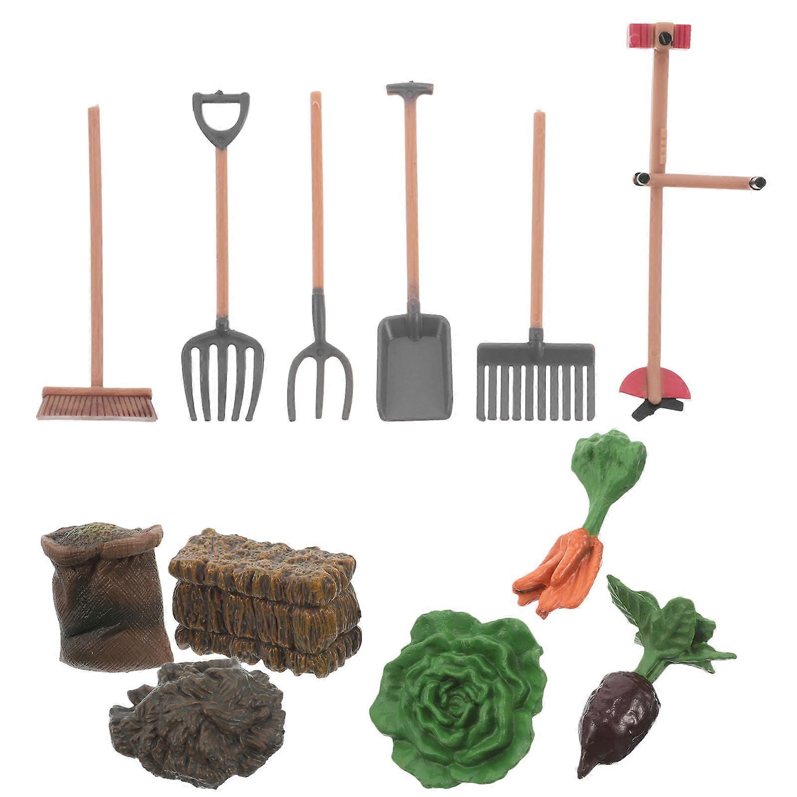 Mini Farm Tools Simulation Set for Kids with Plastic Farm Scene Accessories