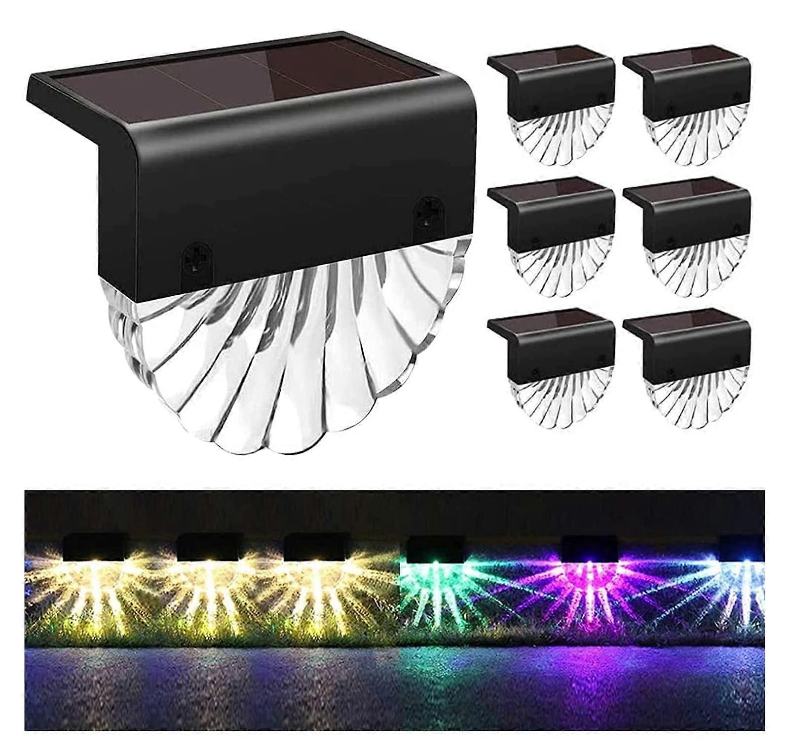 6 Pack Solar Deck and Fence Lights IP65 Waterproof Dual Modes for Stairs Railings Garden