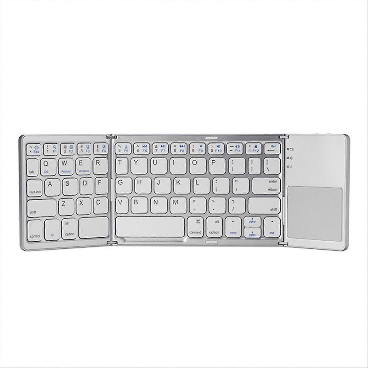 Mini tri-fold wireless bluetooth keyboard for IOS Android White