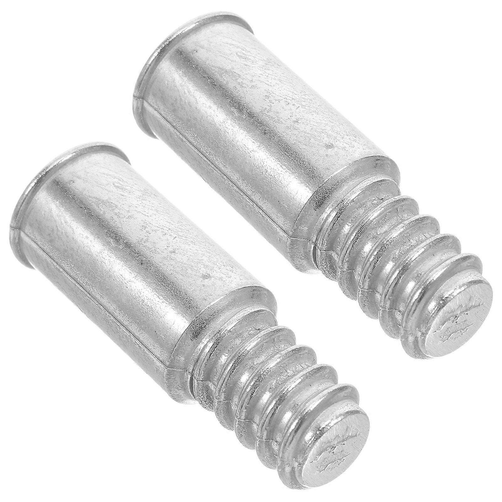 Aluminum Broom Handle Threaded Adapter for Cleaning 2Pcs Silver