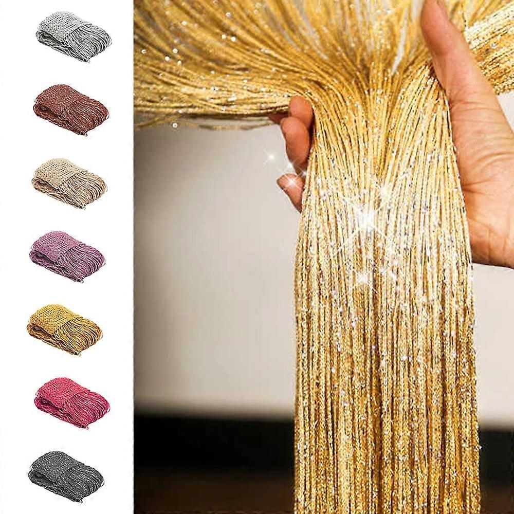 Willstar Door String Curtain, Flat Silver Ribbon Strings with Tassels, Wall/Window Panel, Room Divider, Compatible with Wedding, Coffee House,