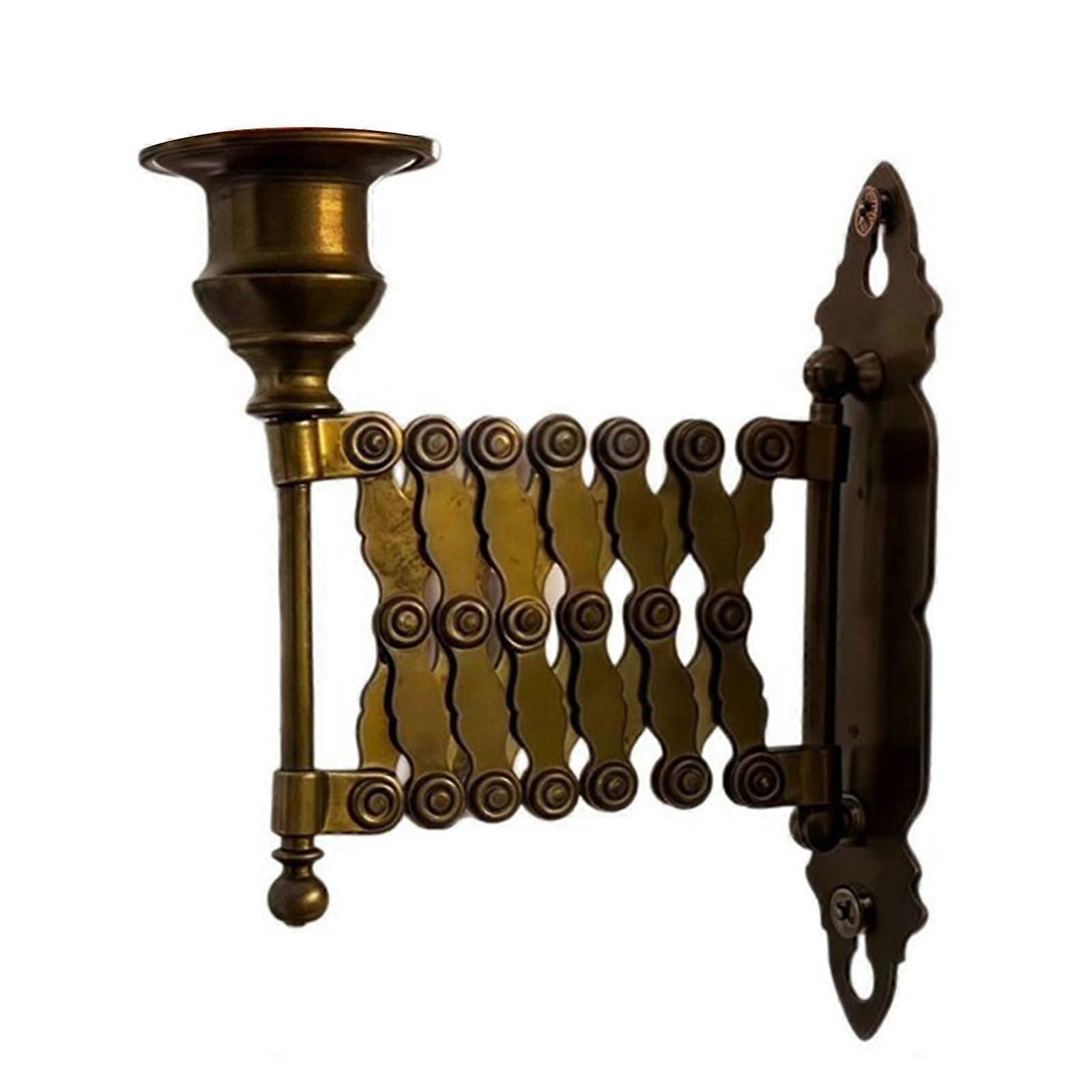 Wall Mounted Candle Holder with Adjustable Telescopic Height, Rustic Farmhouse Metal Sconce
