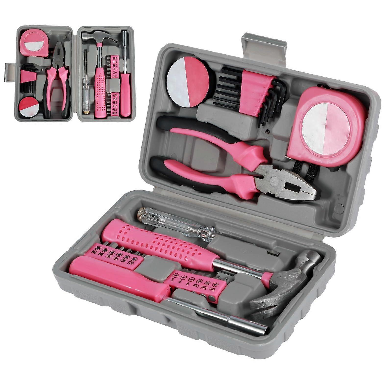 48 Piece Pink Household  Tool Kit with Case – AllinOne DIY Hand Tools Set