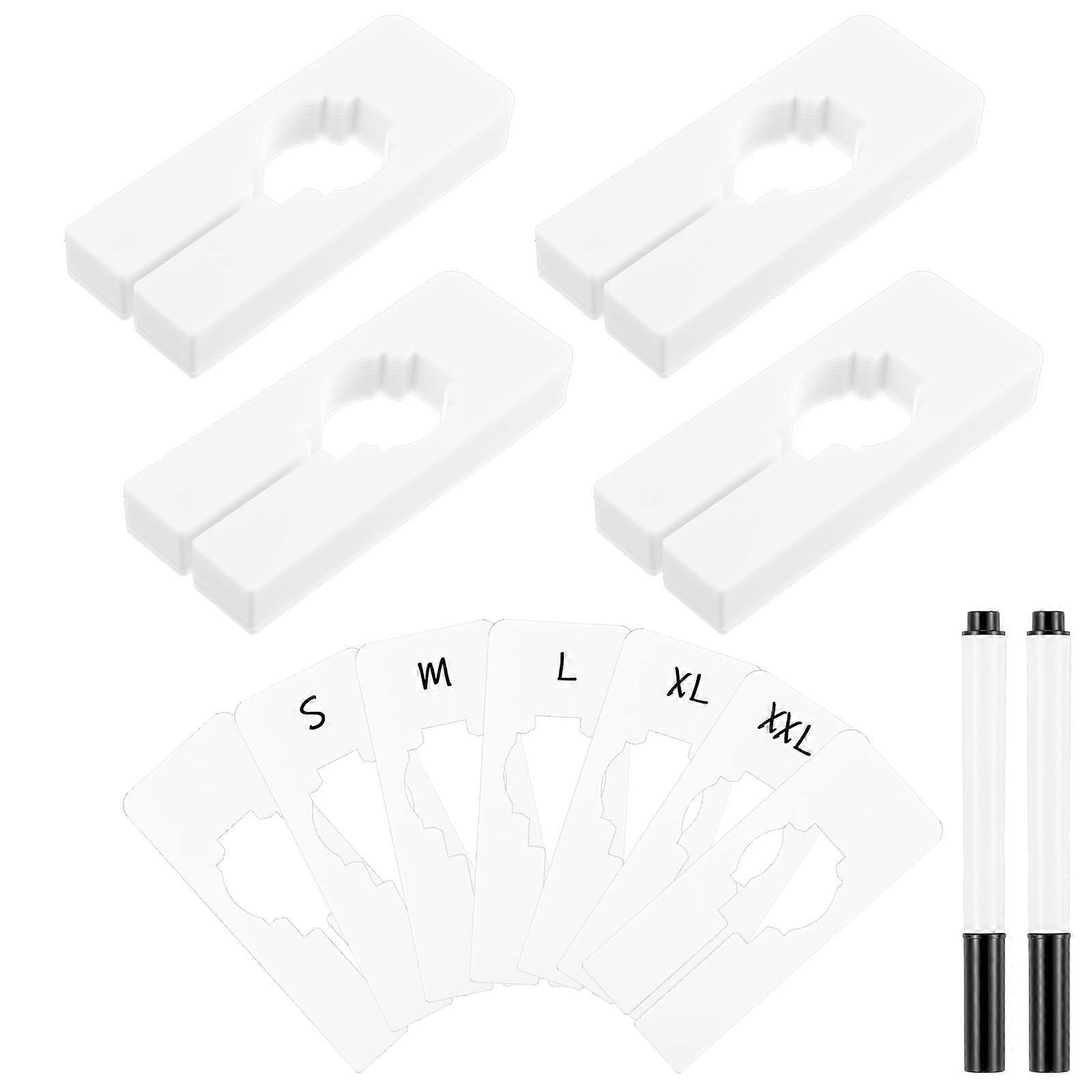 100 Pcs Writable Closet Rod Dividers with Markers, Reusable White Organizers for Clothing Sizes
