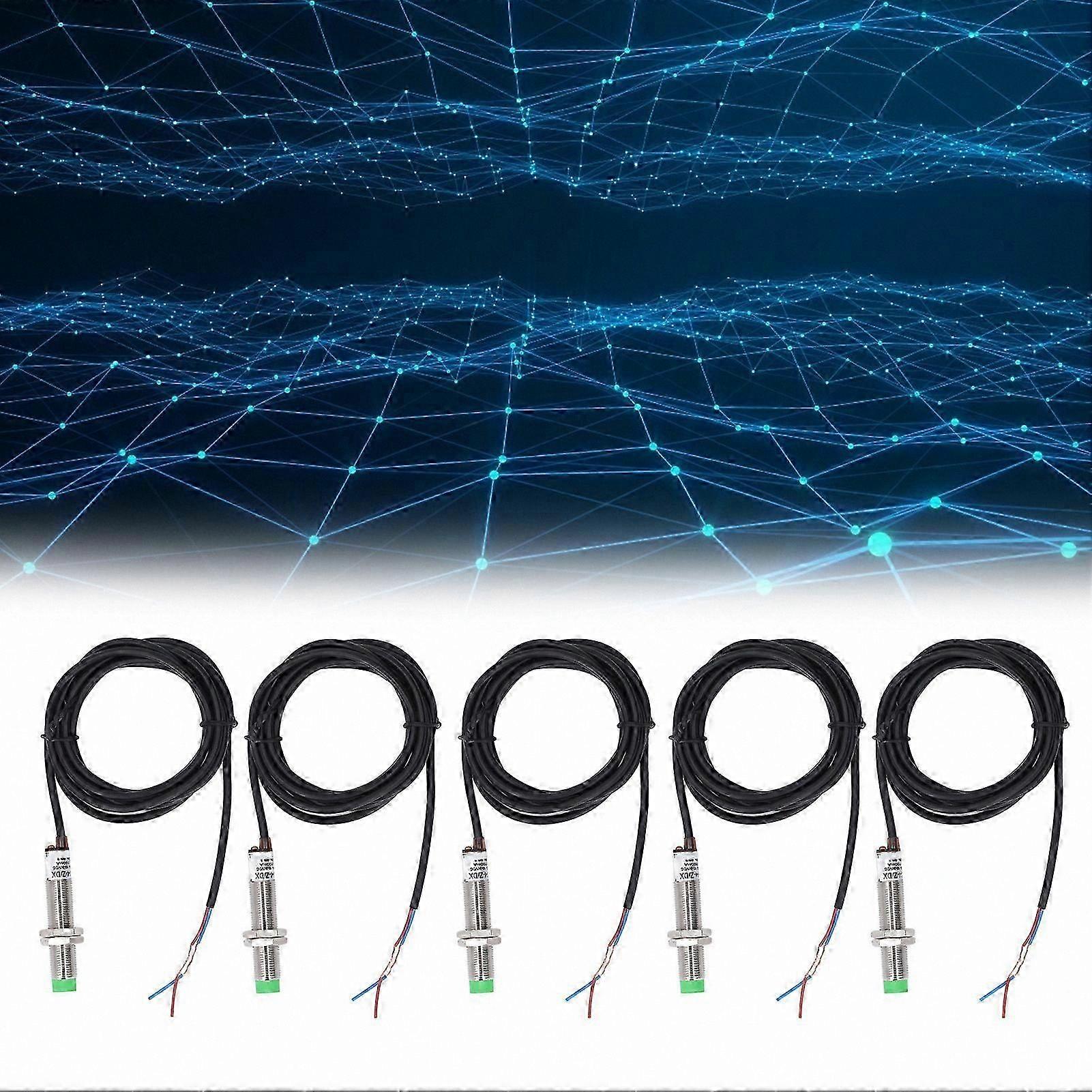 5-Pack M12 Inductive Proximity Sensor, 2-Wire NC, 150Hz Frequency, DC10-36V