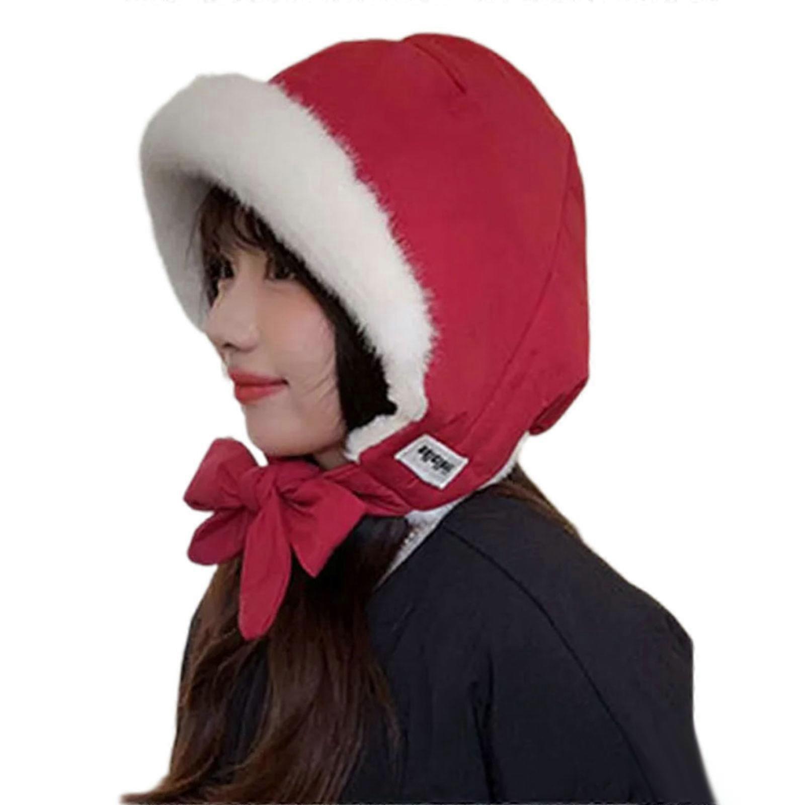 Lightweight Convertible Winter Hat Practical Bag Pullover Cap Down Cotton Filled Adjustable for Warm and Trendy  Claret